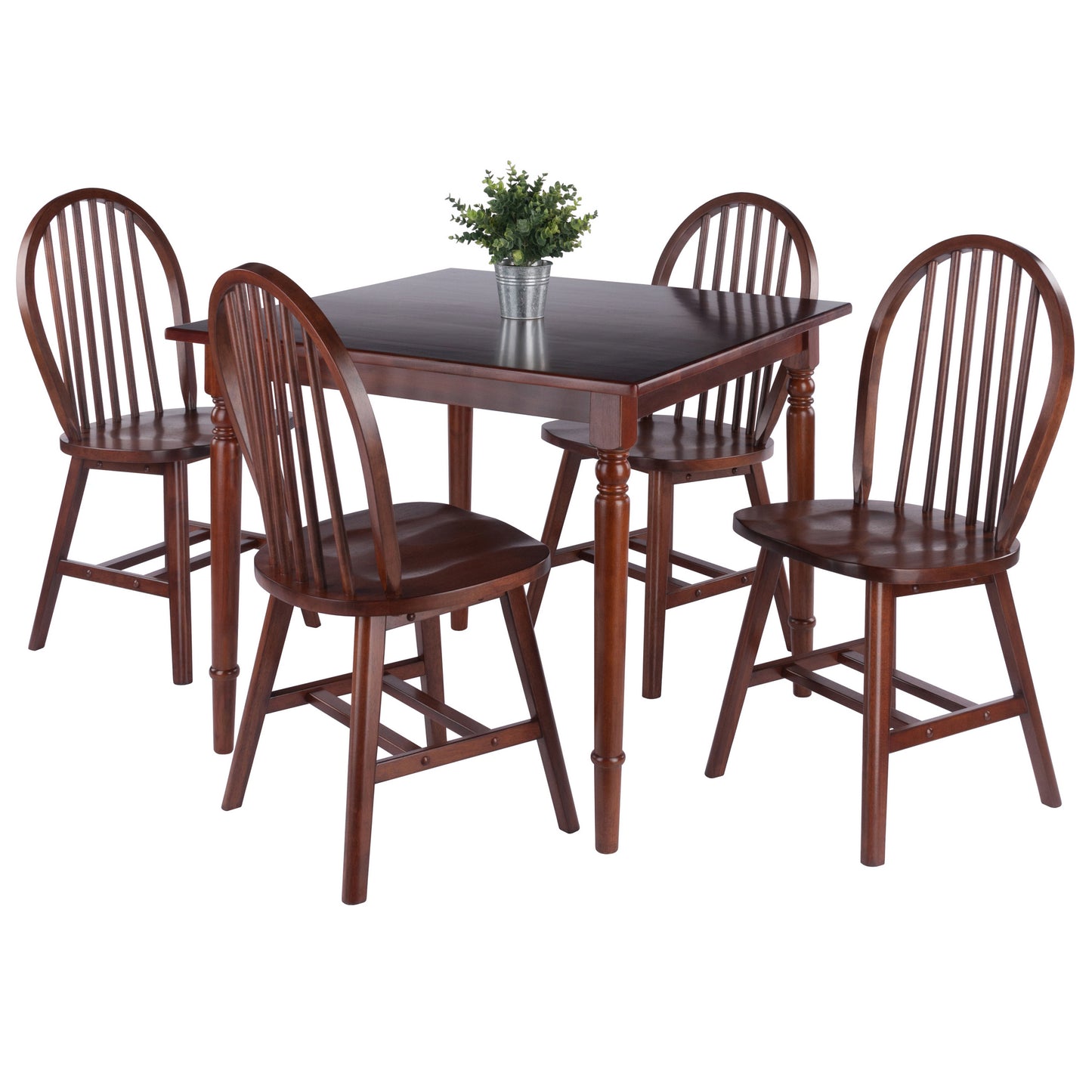 Mornay 5-Pc Dining Table with Windsor Chairs, Walnut