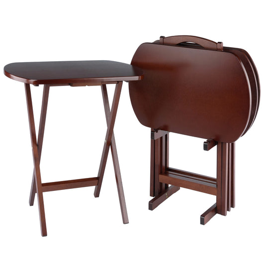 Corbett 5-Pc Oversize Snack Table Set, Walnut