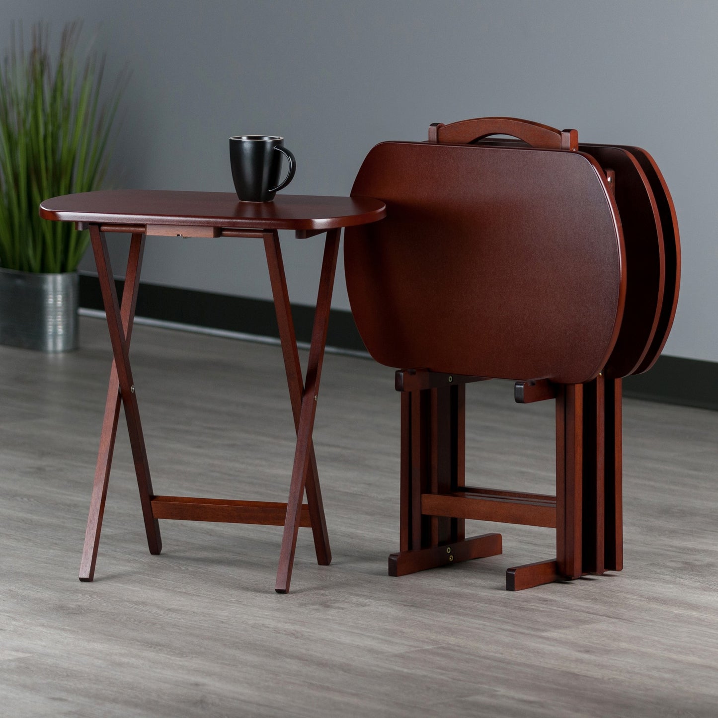 Corbett 5-Pc Oversize Snack Table Set, Walnut