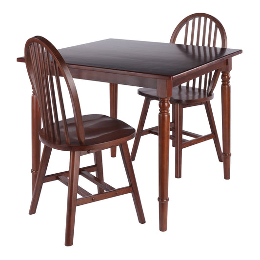 Mornay 3-Pc Dining Table with Windsor Chairs, Walnut