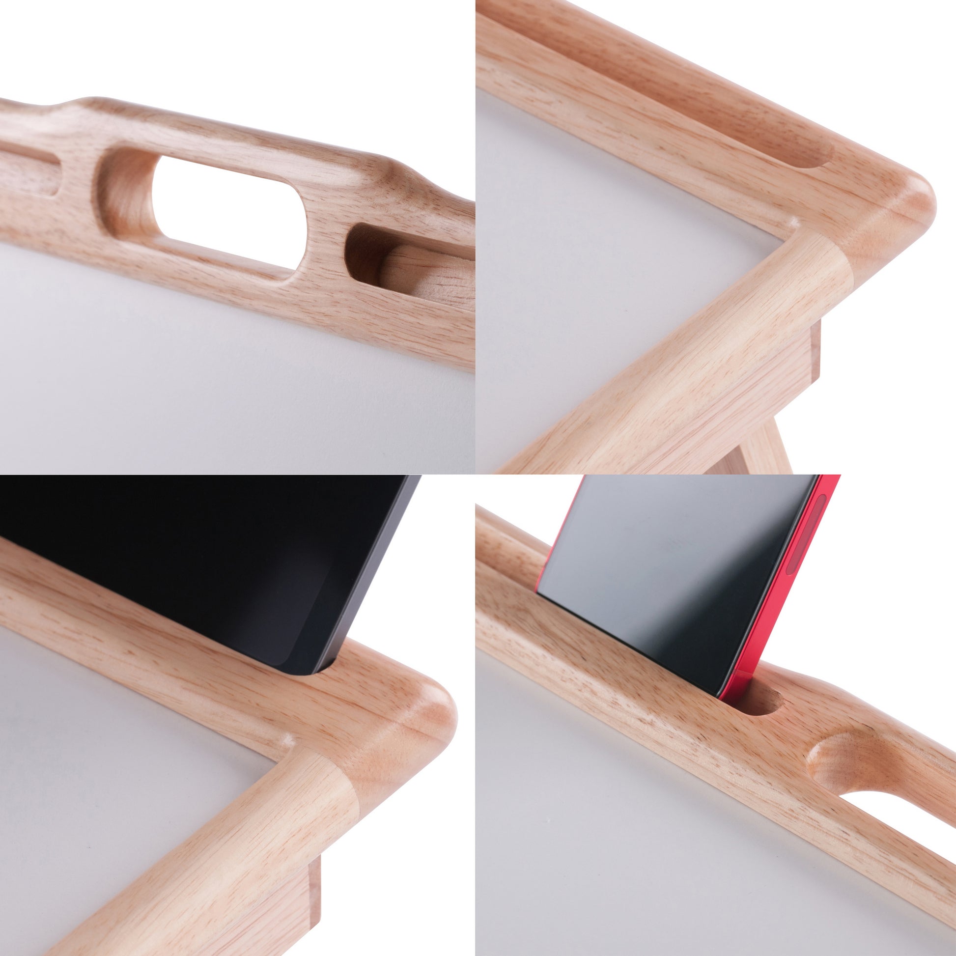 Arlo Breakfast Tray with Flip Top, Natural and White