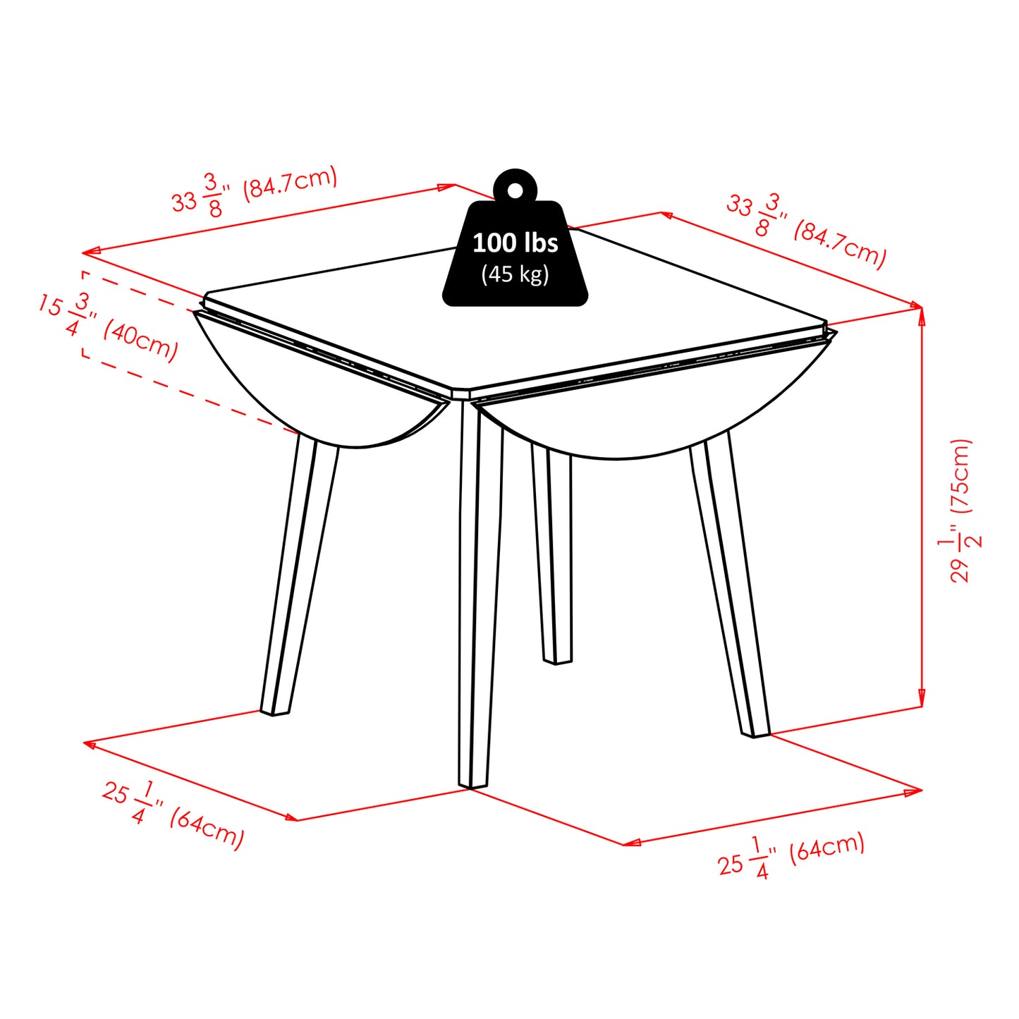 Dawson Extendable Round Dining Table with 4 Ladder-Back Chairs, 43" Wide, Walnut