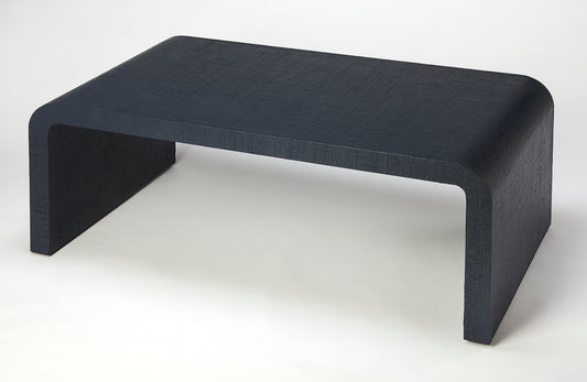 Butler Specialty Company Chatham 48 in. W Raffia Waterfall Coffee Table, Navy Blue