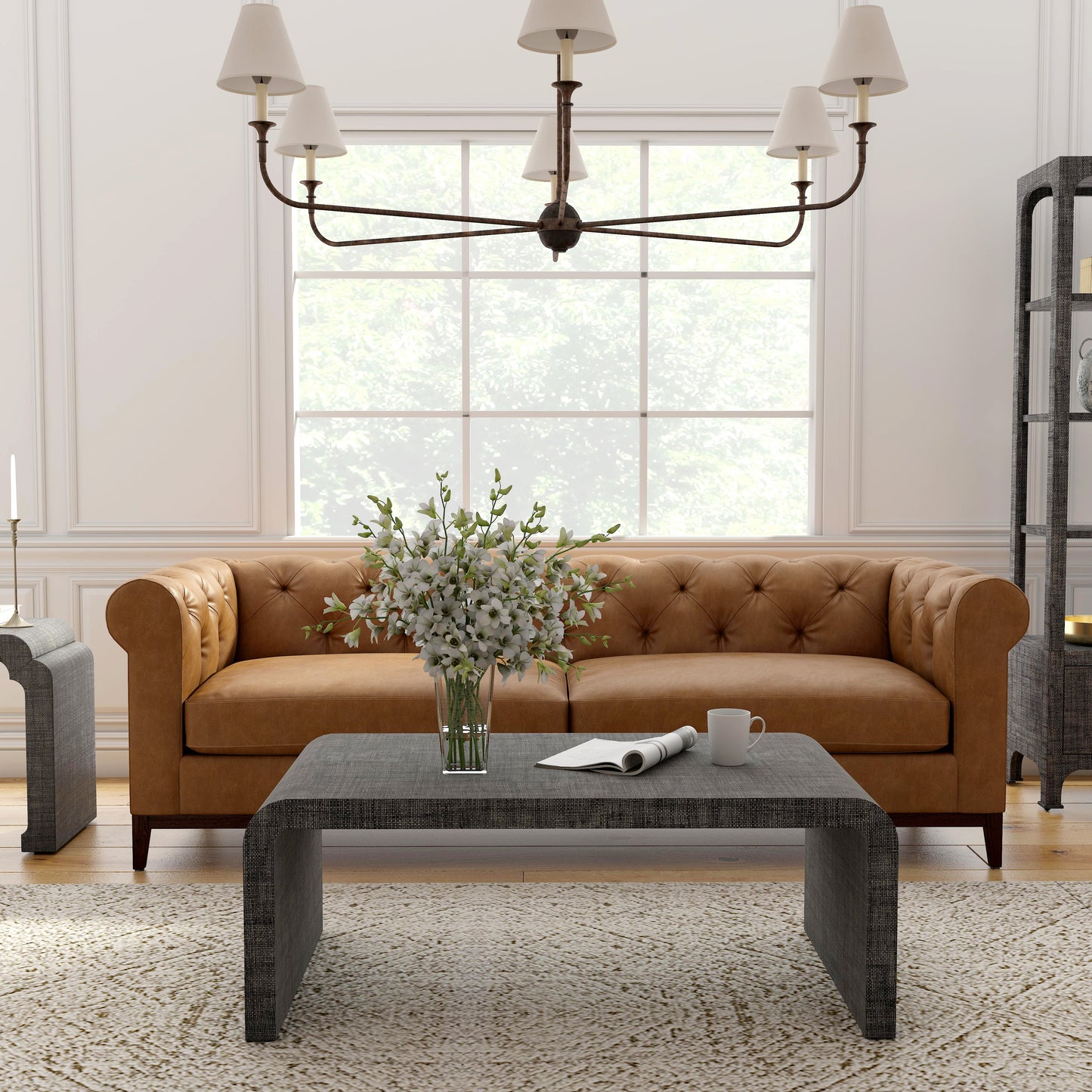 Butler Specialty Company Chatham 48 in. W Raffia Waterfall Coffee Table, Charcoal