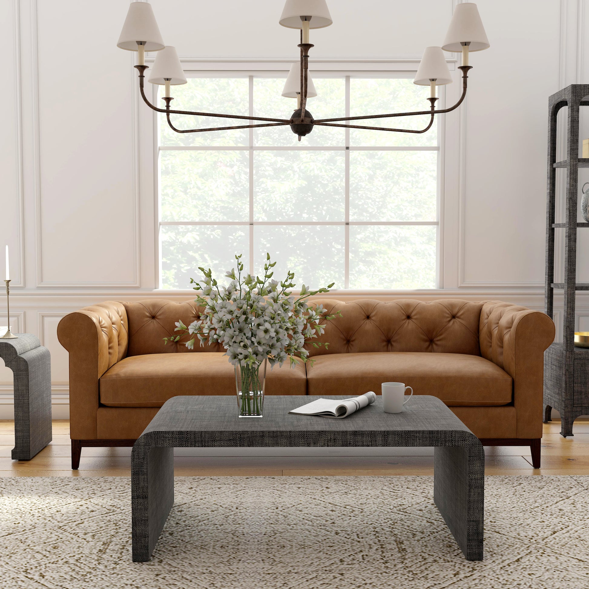 Butler Specialty Company Chatham 48 in. W Raffia Waterfall Coffee Table, Charcoal