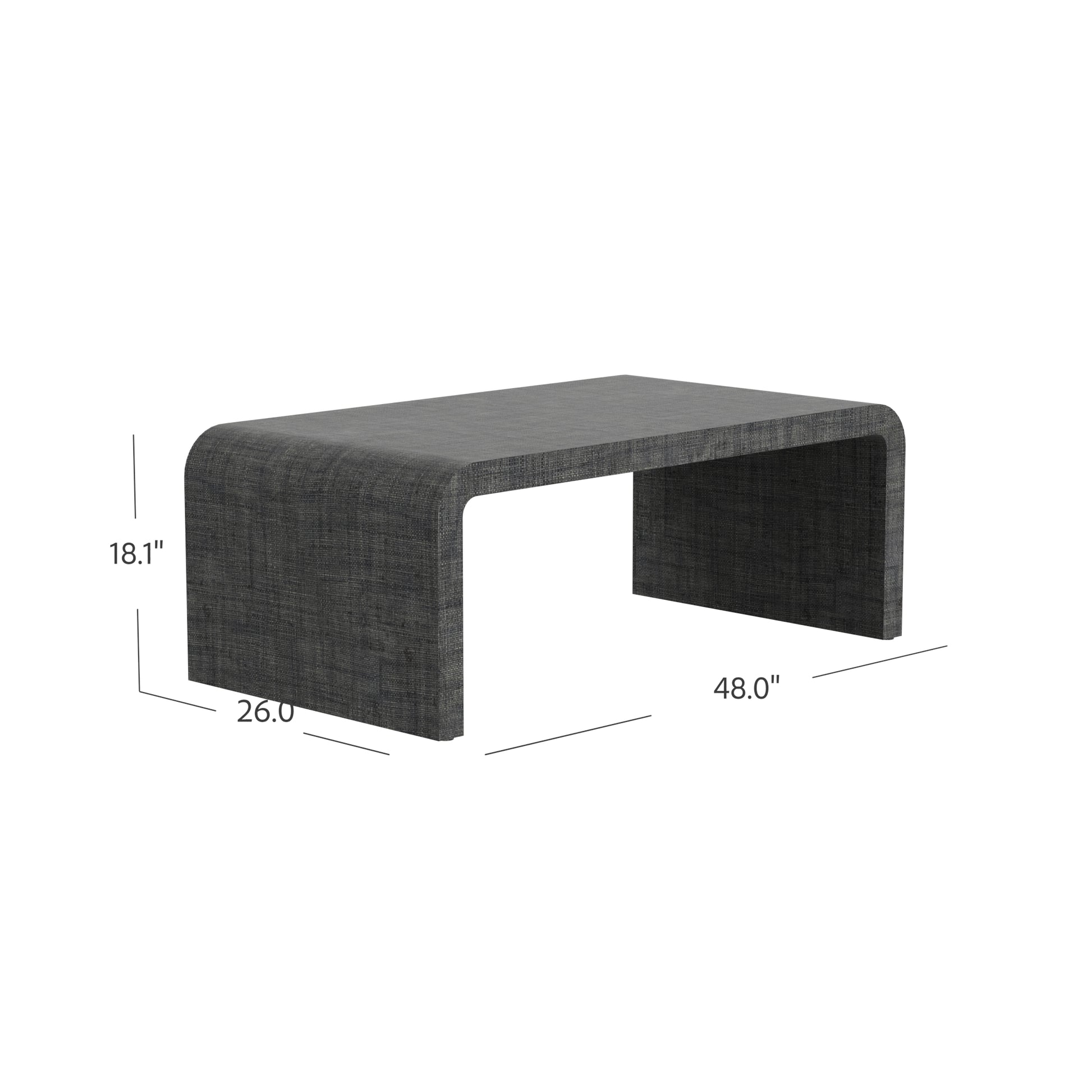 Butler Specialty Company Chatham 48 in. W Raffia Waterfall Coffee Table, Charcoal