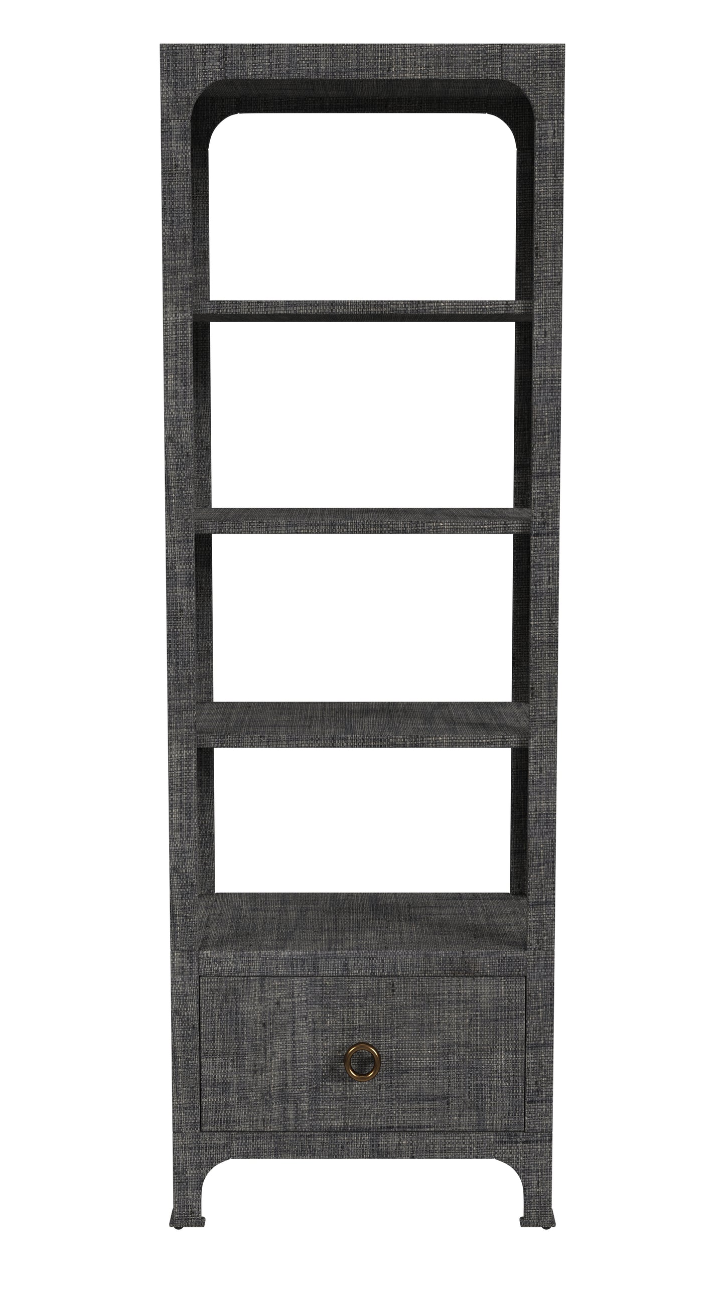 Chatham One Drawer 3 Shelf Natural Raffia Etagere Bookcase in Gray 9745420