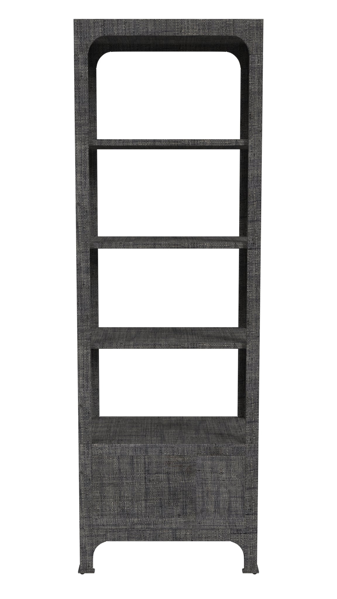 Chatham One Drawer 3 Shelf Natural Raffia Etagere Bookcase in Gray 9745420