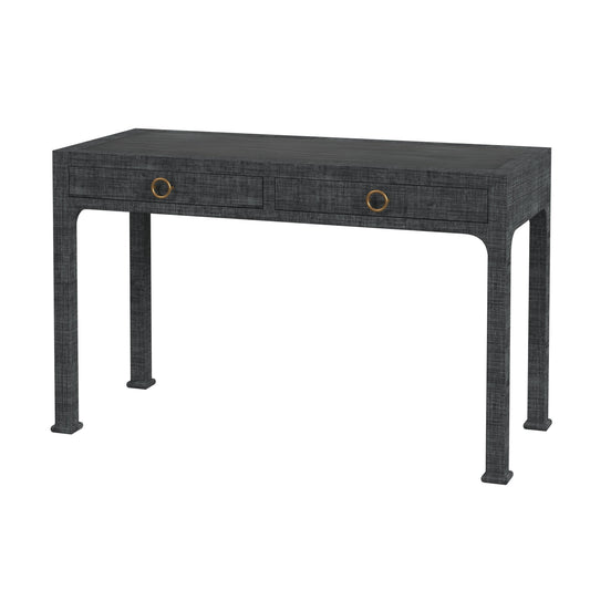Butler Specialty Company Chatham 47 in. W Rectangular Raffia and Wood 2 Drawer Desk, Charcoal