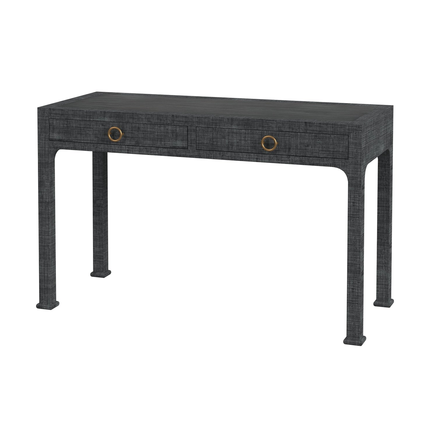 Butler Specialty Company Chatham 47 in. W Rectangular Raffia and Wood 2 Drawer Desk, Charcoal