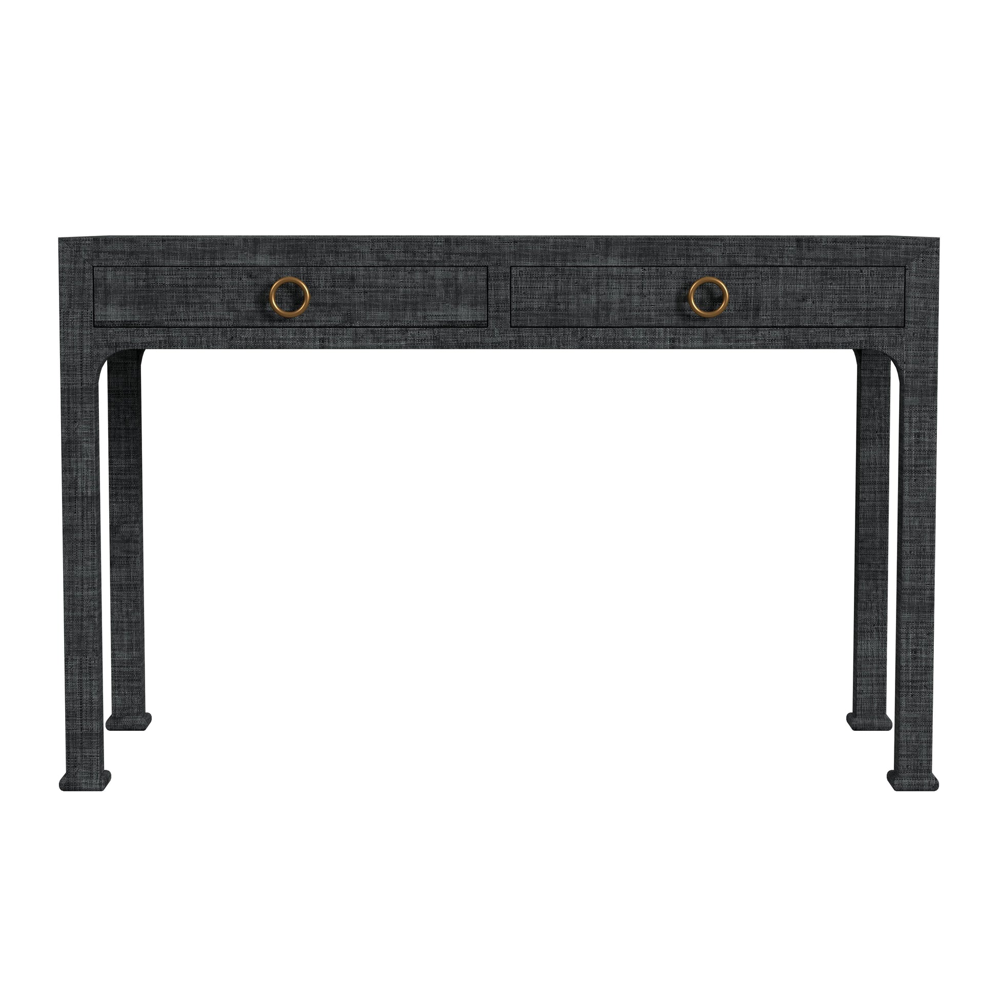 Butler Specialty Company Chatham 47 in. W Rectangular Raffia and Wood 2 Drawer Desk, Charcoal
