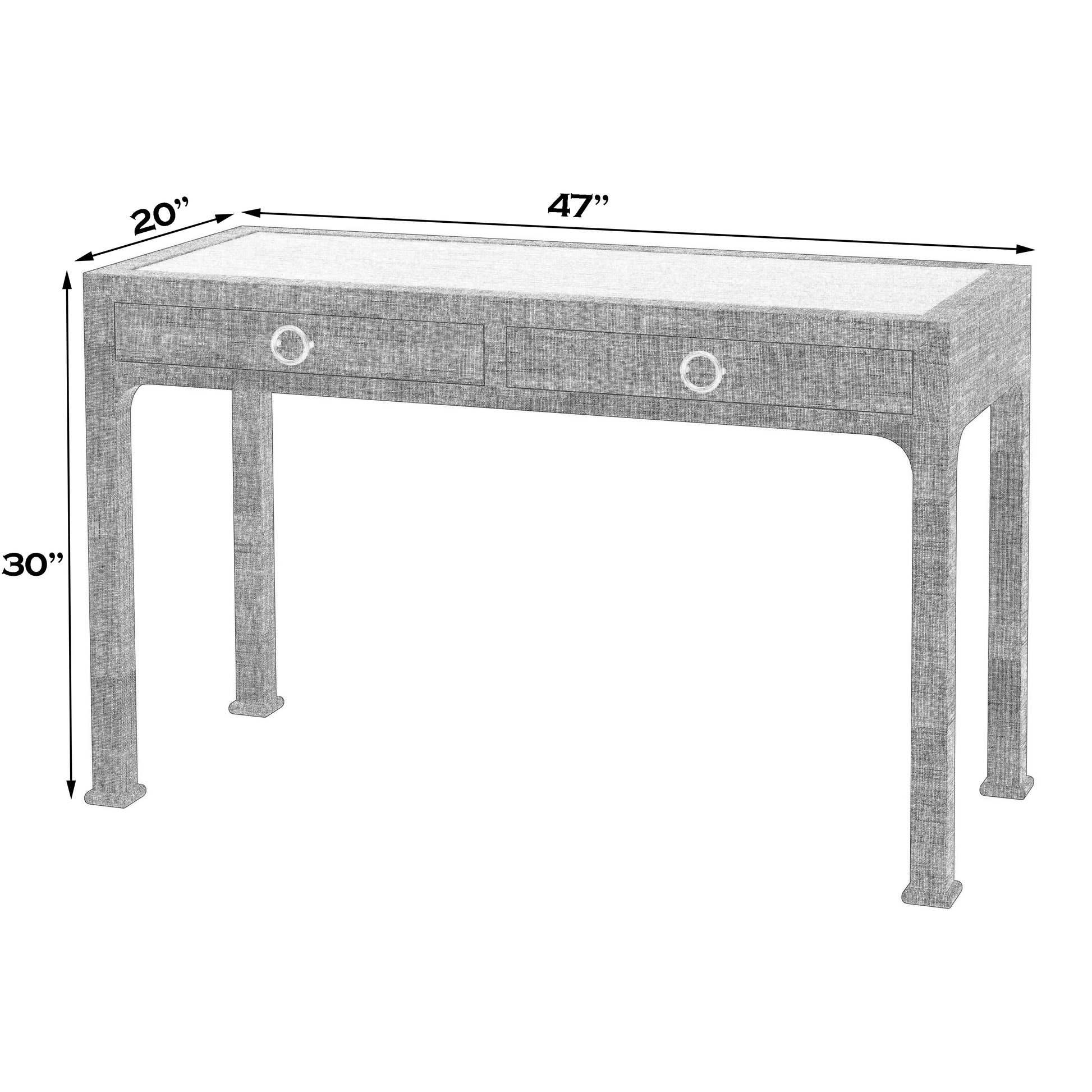 Butler Specialty Company Chatham 47 in. W Rectangular Raffia and Wood 2 Drawer Desk, Charcoal