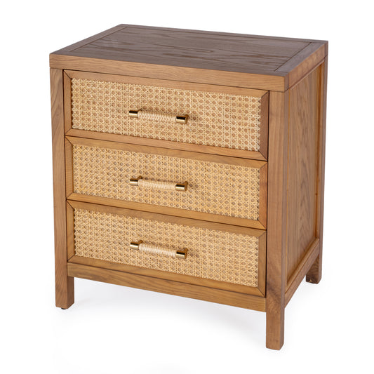 Butler Specialty Company Mesa 25 in. W Rectangular Cane and Solid Wood  3 Drawer Nightstand, Natural