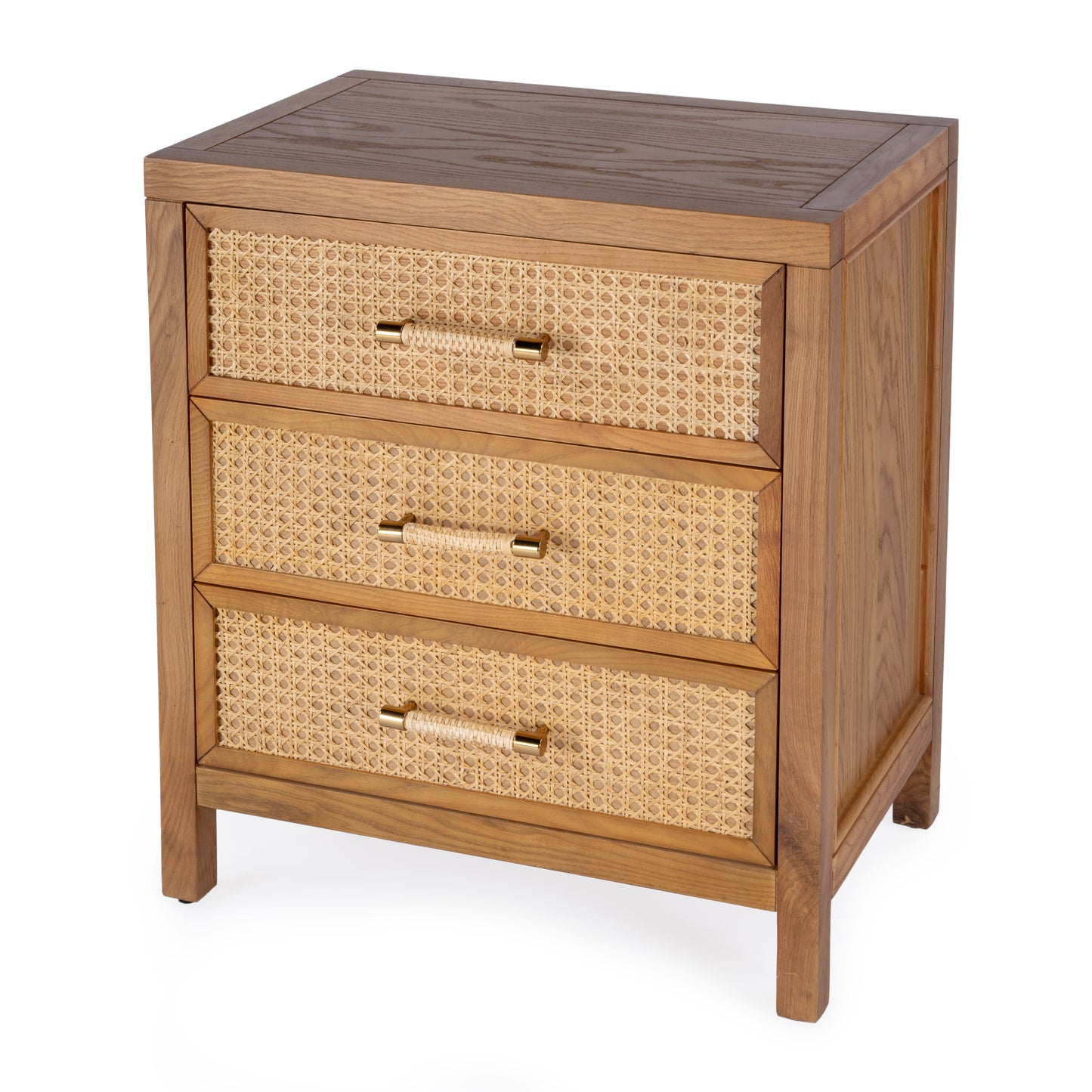 Butler Specialty Company Mesa 25 in. W Rectangular Cane and Solid Wood  3 Drawer Nightstand, Natural