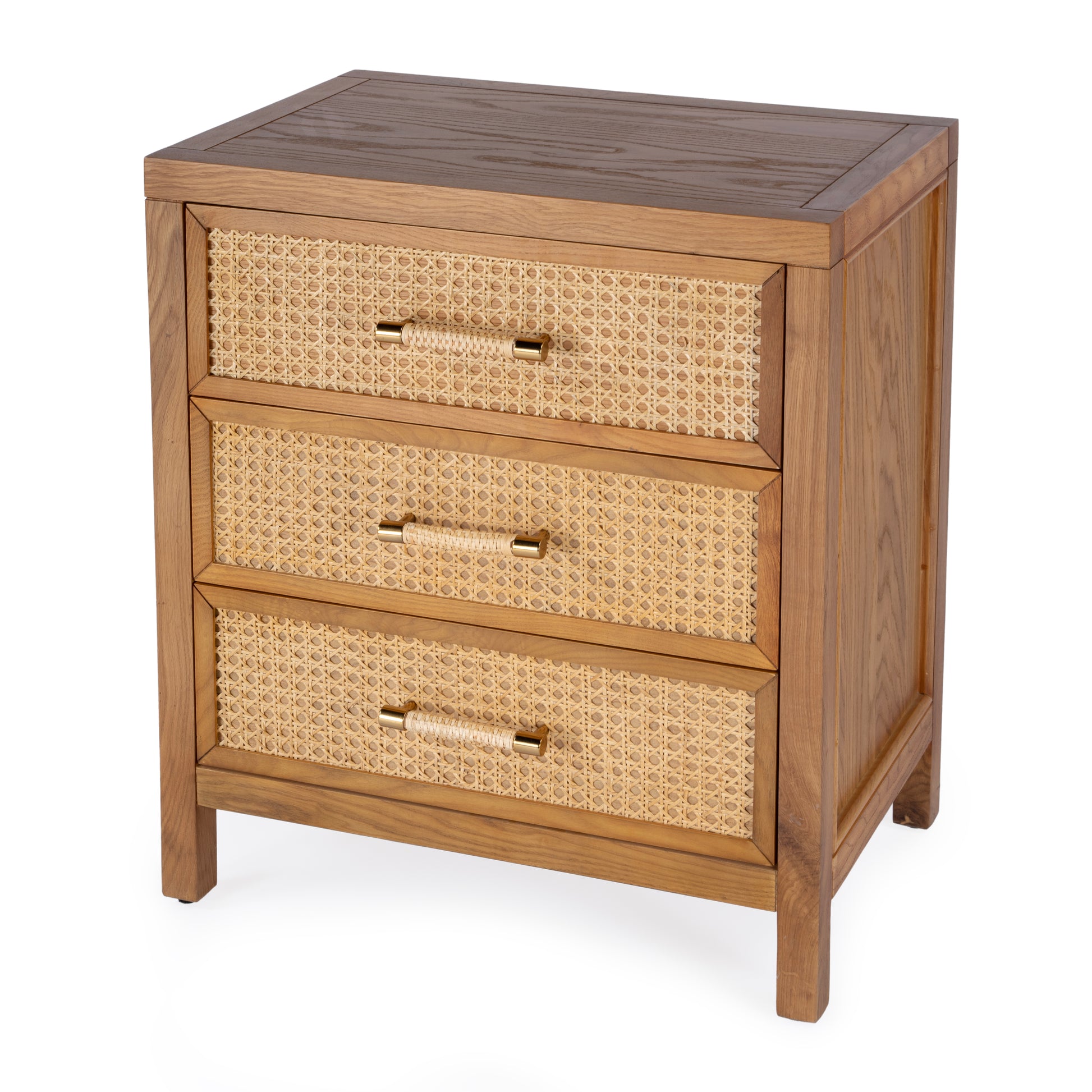 Butler Specialty Company Mesa 25 in. W Rectangular Cane and Solid Wood  3 Drawer Nightstand, Natural