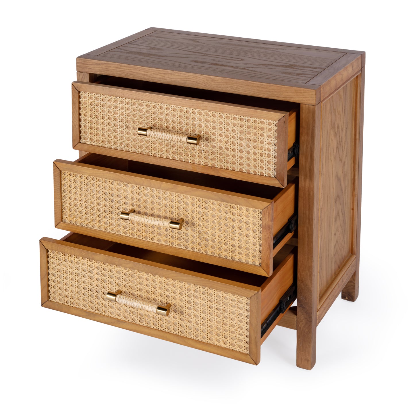 Butler Specialty Company Mesa 25 in. W Rectangular Cane and Solid Wood  3 Drawer Nightstand, Natural