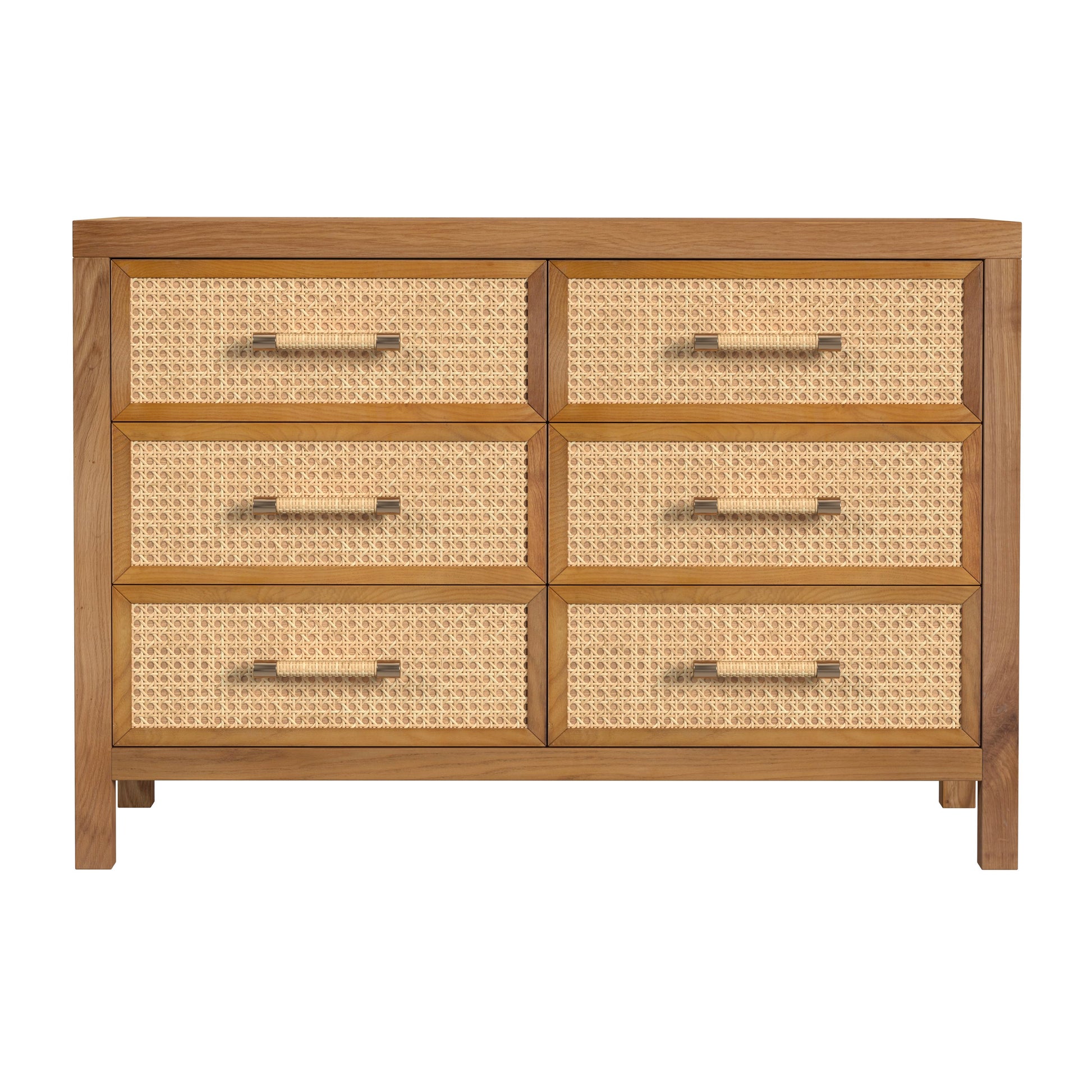 Butler Specialty Company Mesa 44 in. W Cane and Wood 6 Drawer Dresser, Natural