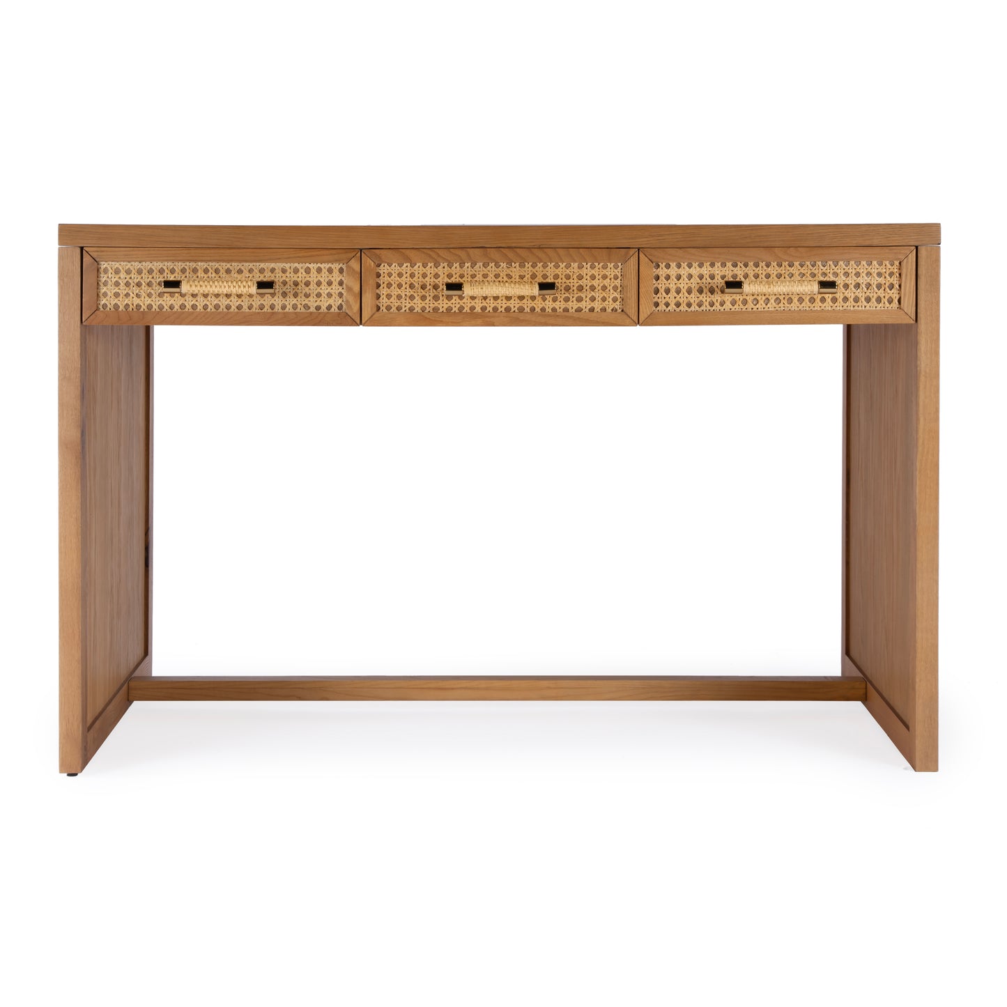 Butler Specialty Company Mesa 48 in. W Rectangular Cane and Wood 3 Drawer Writing Desk, Natural