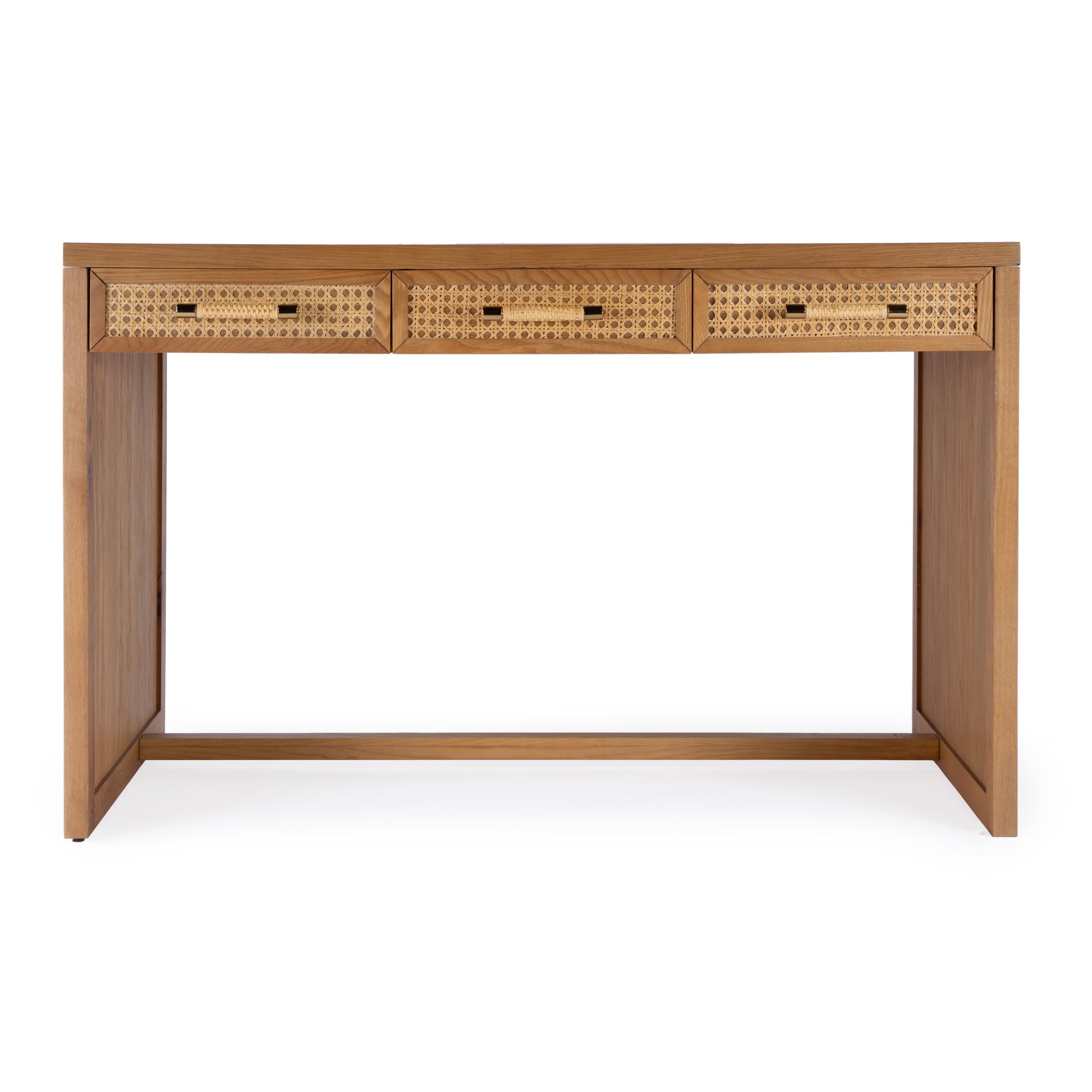 Butler Specialty Company Mesa 48 in. W Rectangular Cane and Wood 3 Drawer Writing Desk, Natural