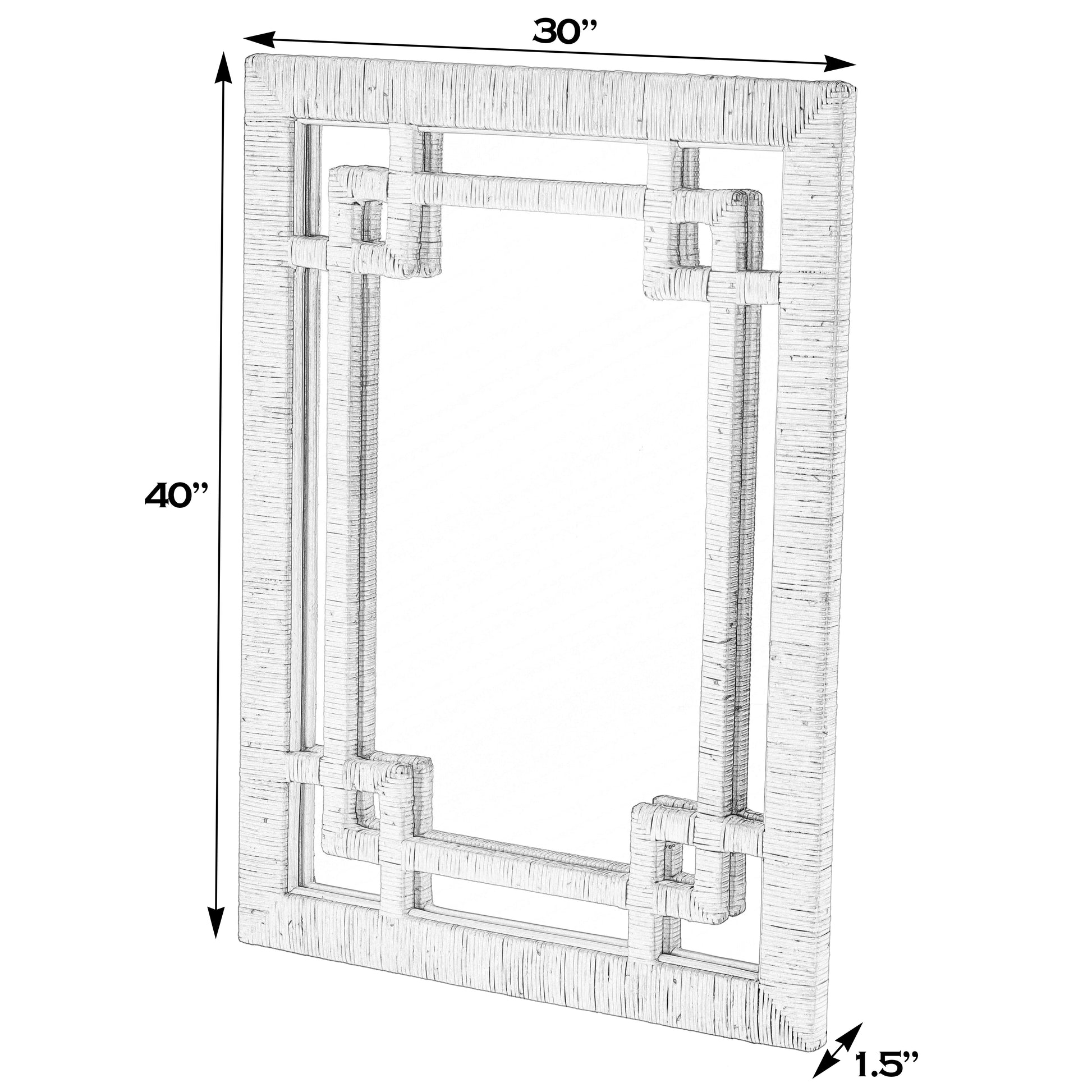 Butler Specialty Company Hana 30 in. W x 40 in. H Rectangular Woven Rattan Wall Mirror, Light Brown