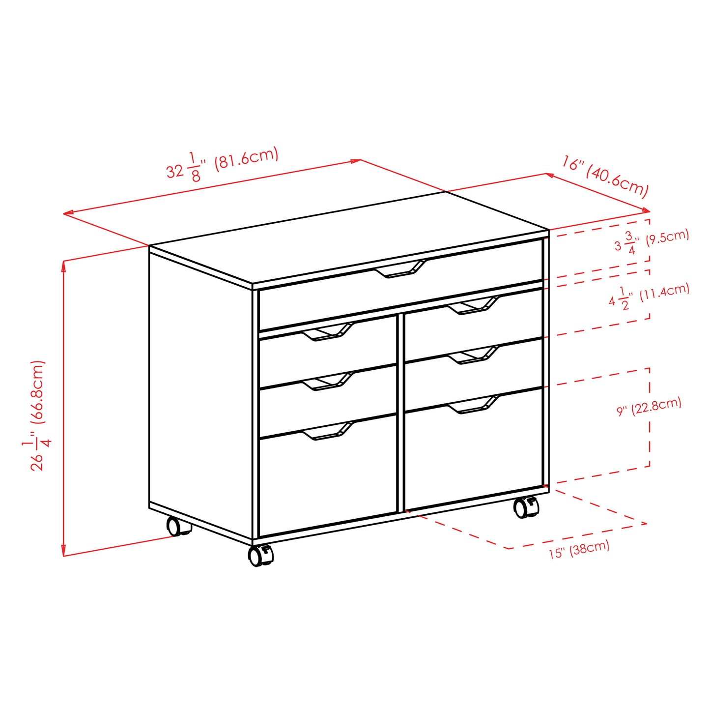 Halifax 5-Drawer Mulit-Storage Mobile Cabinet, White