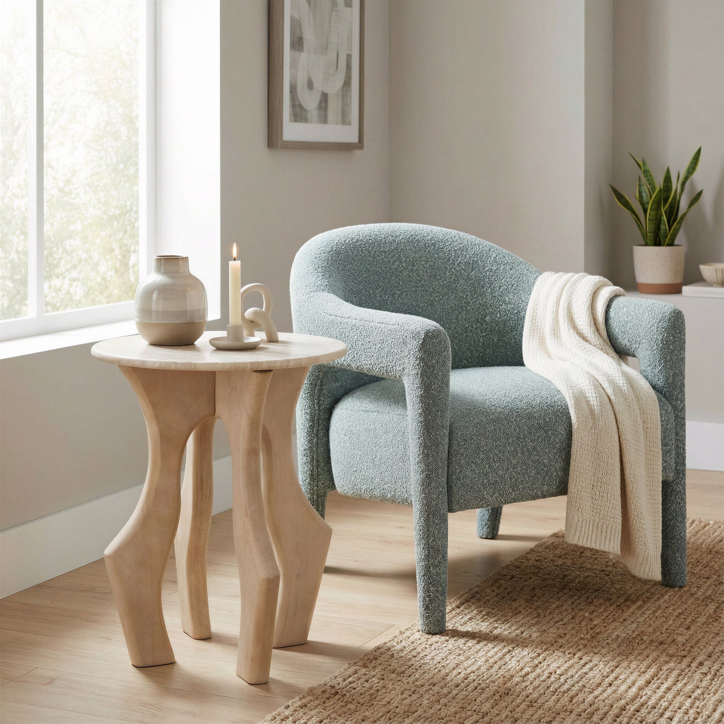 Eda Side Table White & Natural - 6