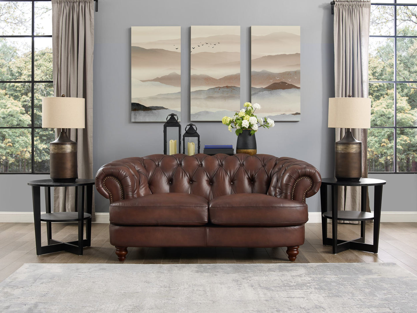 Newport Loveseat Caramel Brown