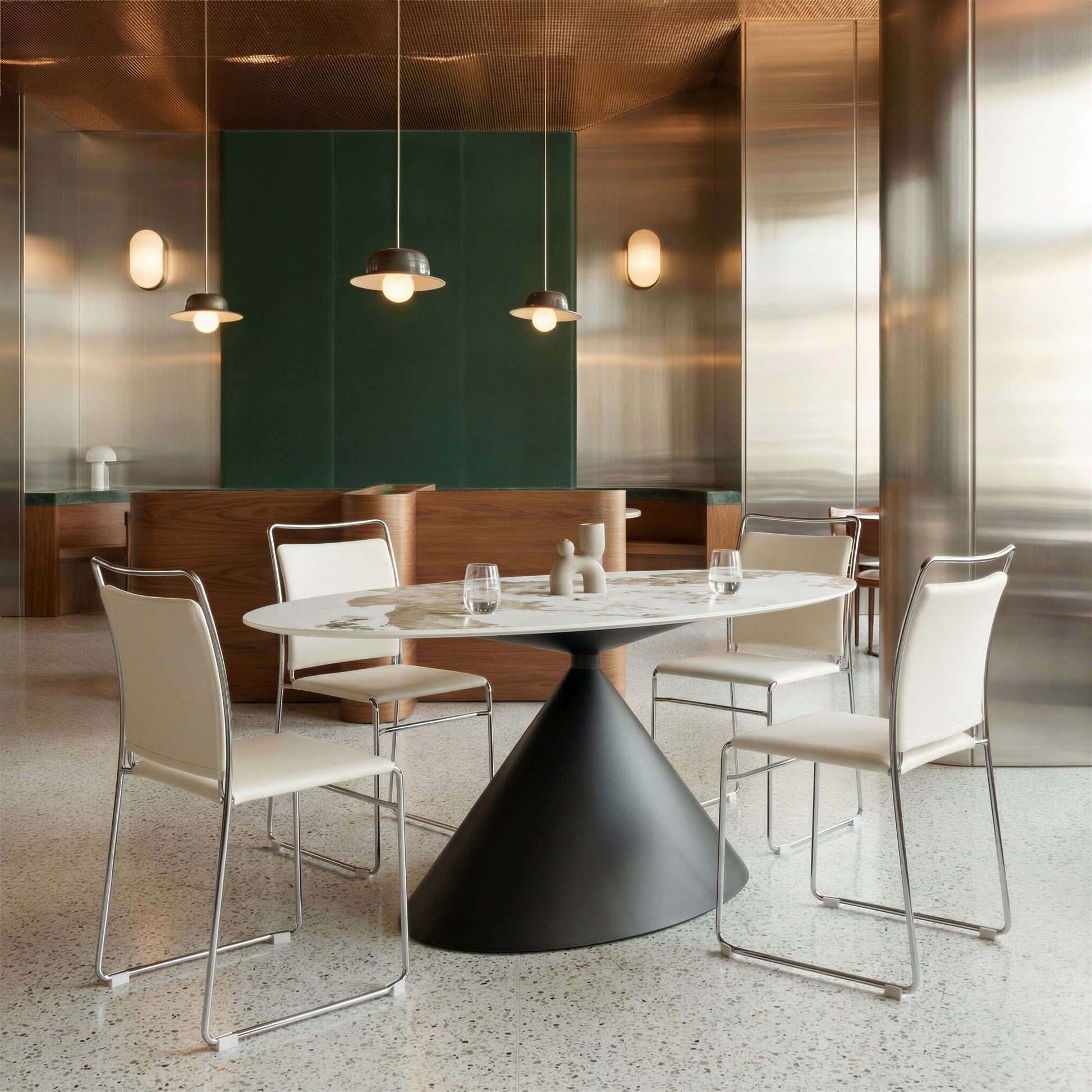Armana Dining Table White & Brown - 10