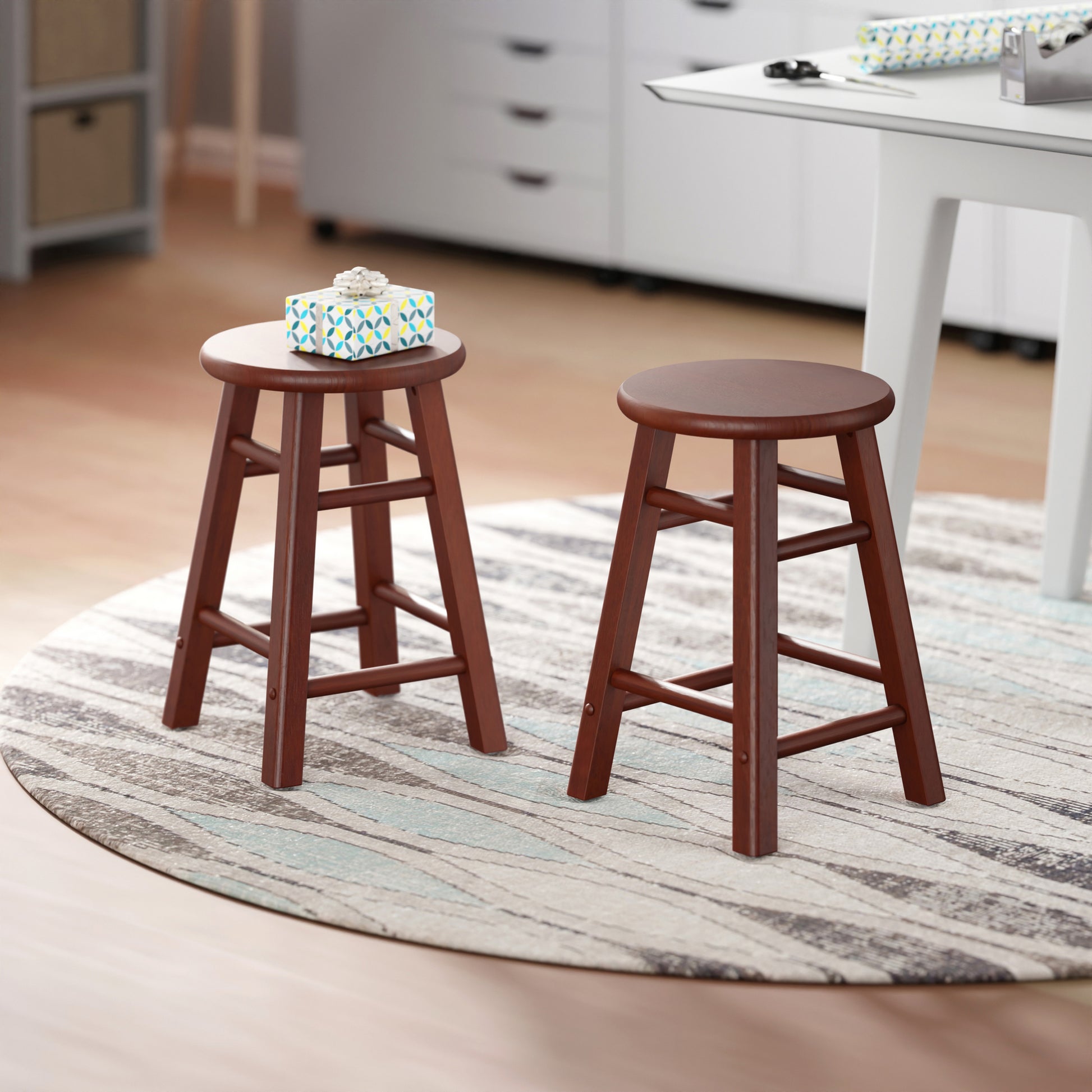 Element 2-Pc Dining Stool Set, Walnut