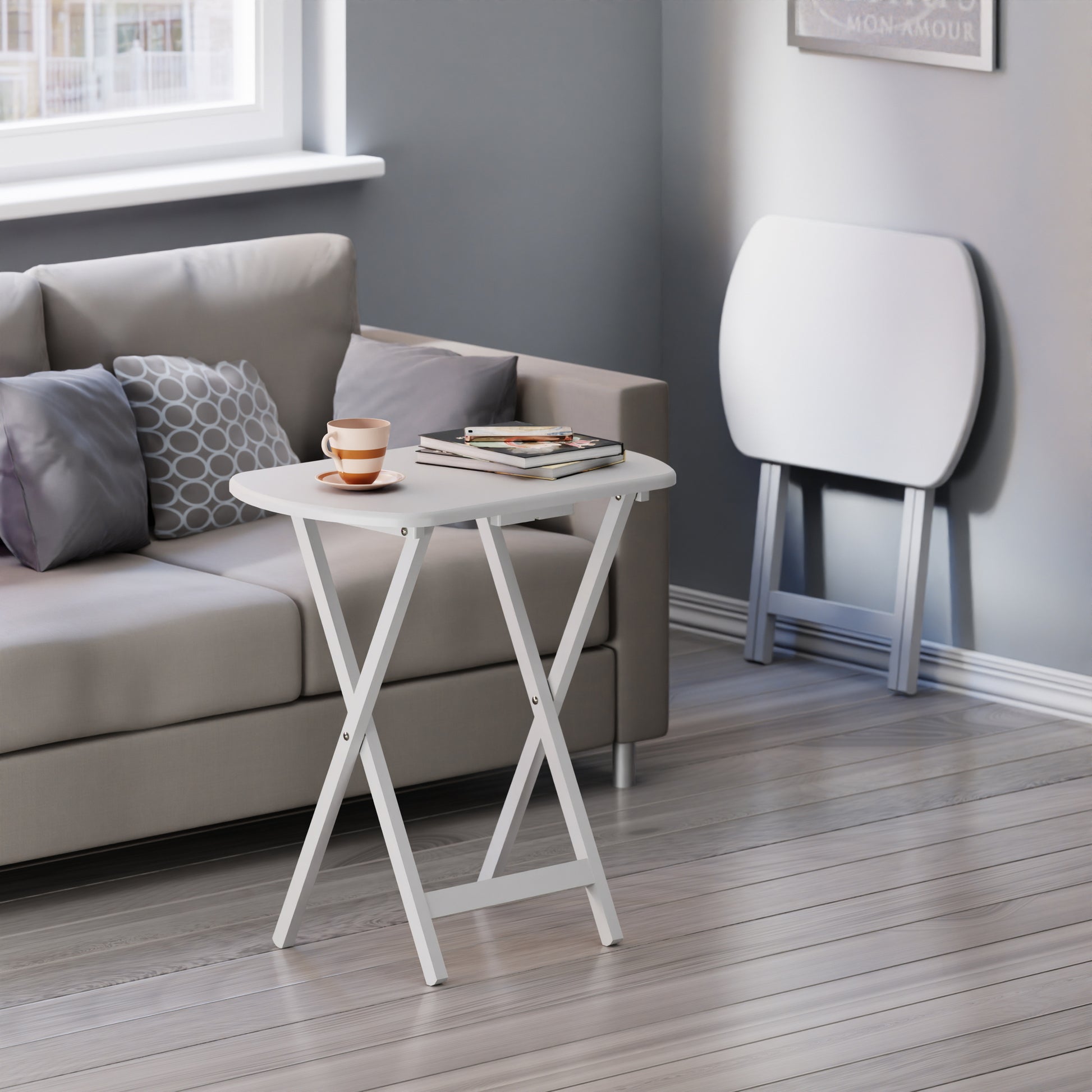 Corbett 2-Pc Oversized Snack Tables, White