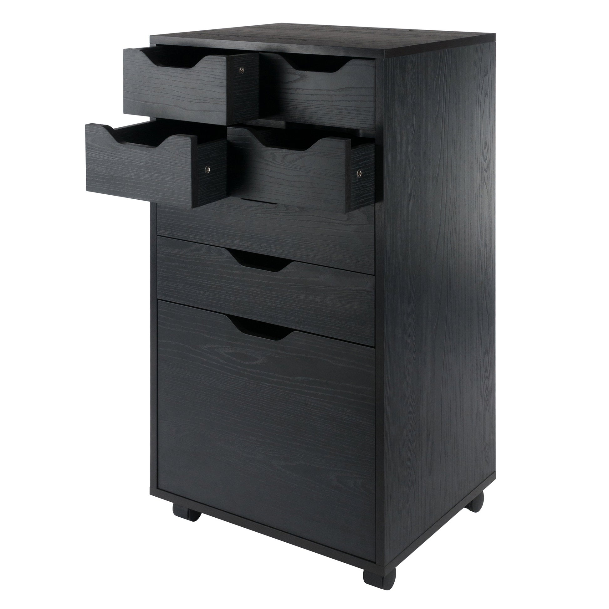 Halifax Bins & Drawers Multi-Storage Tall Mobile Cabinet, Black
