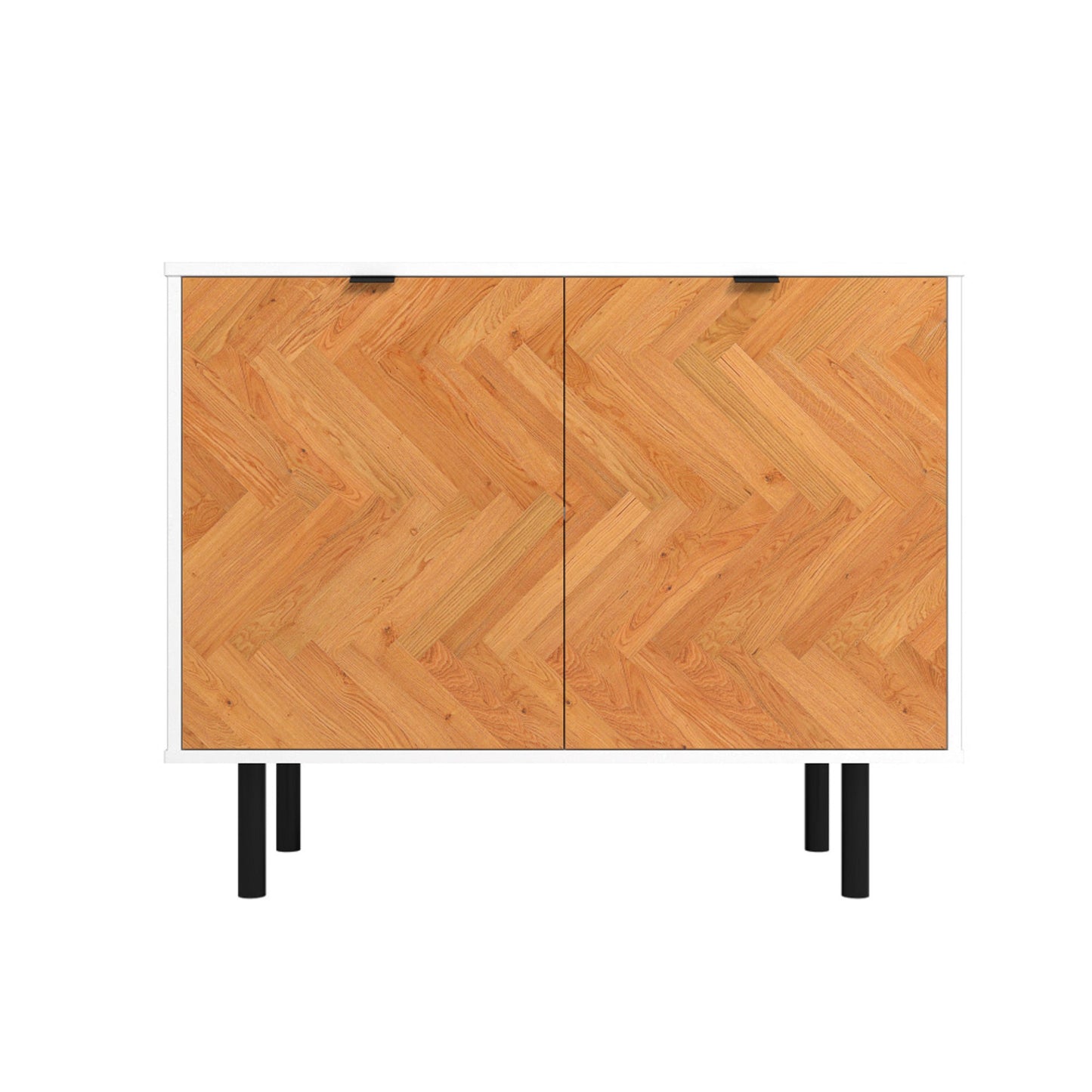 Manhattan Comfort Mid-Century Modern Liam Accent Cabinet with 2 Shelves in White and Wood AC-310AMC246