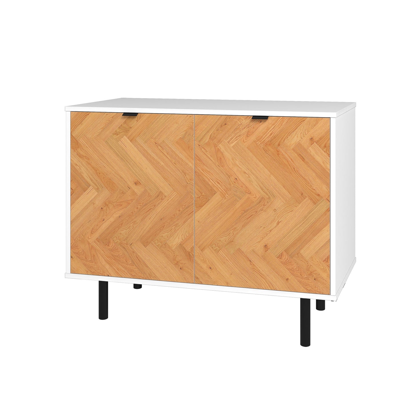 Manhattan Comfort Mid-Century Modern Liam Accent Cabinet with 2 Shelves in White and Wood AC-310AMC246