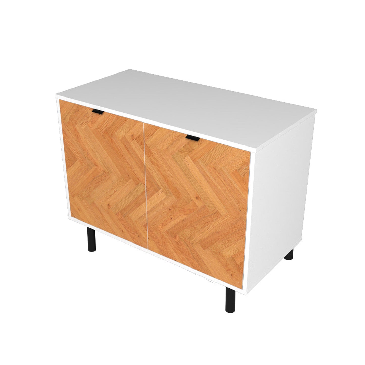 Manhattan Comfort Mid-Century Modern Liam Accent Cabinet with 2 Shelves in White and Wood AC-310AMC246