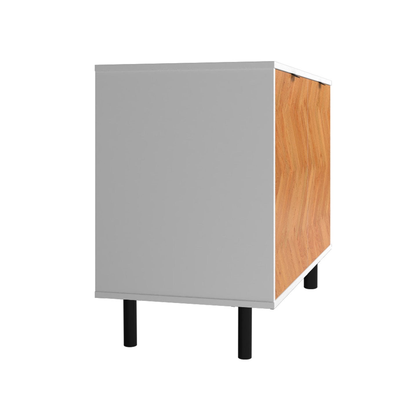 Manhattan Comfort Mid-Century Modern Liam Accent Cabinet with 2 Shelves in White and Wood AC-310AMC246