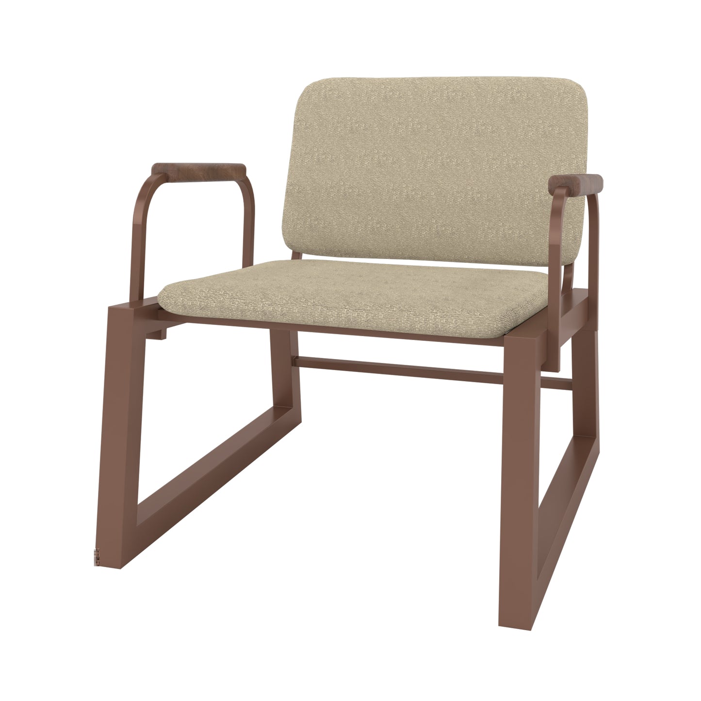 Manhattan Comfort Whythe PU Leather Low Accent Chair 1.0 in Natural Linen & Corten AC-4PZ-205
