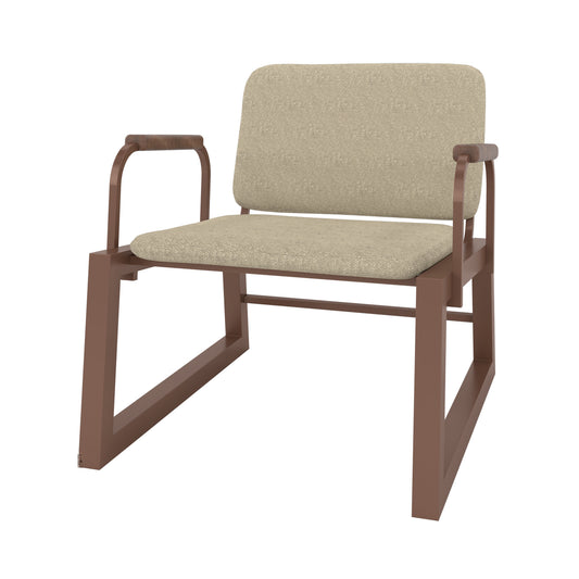 Manhattan Comfort Whythe PU Leather Low Accent Chair 1.0 in Natural Linen & Corten AC-4PZ-205