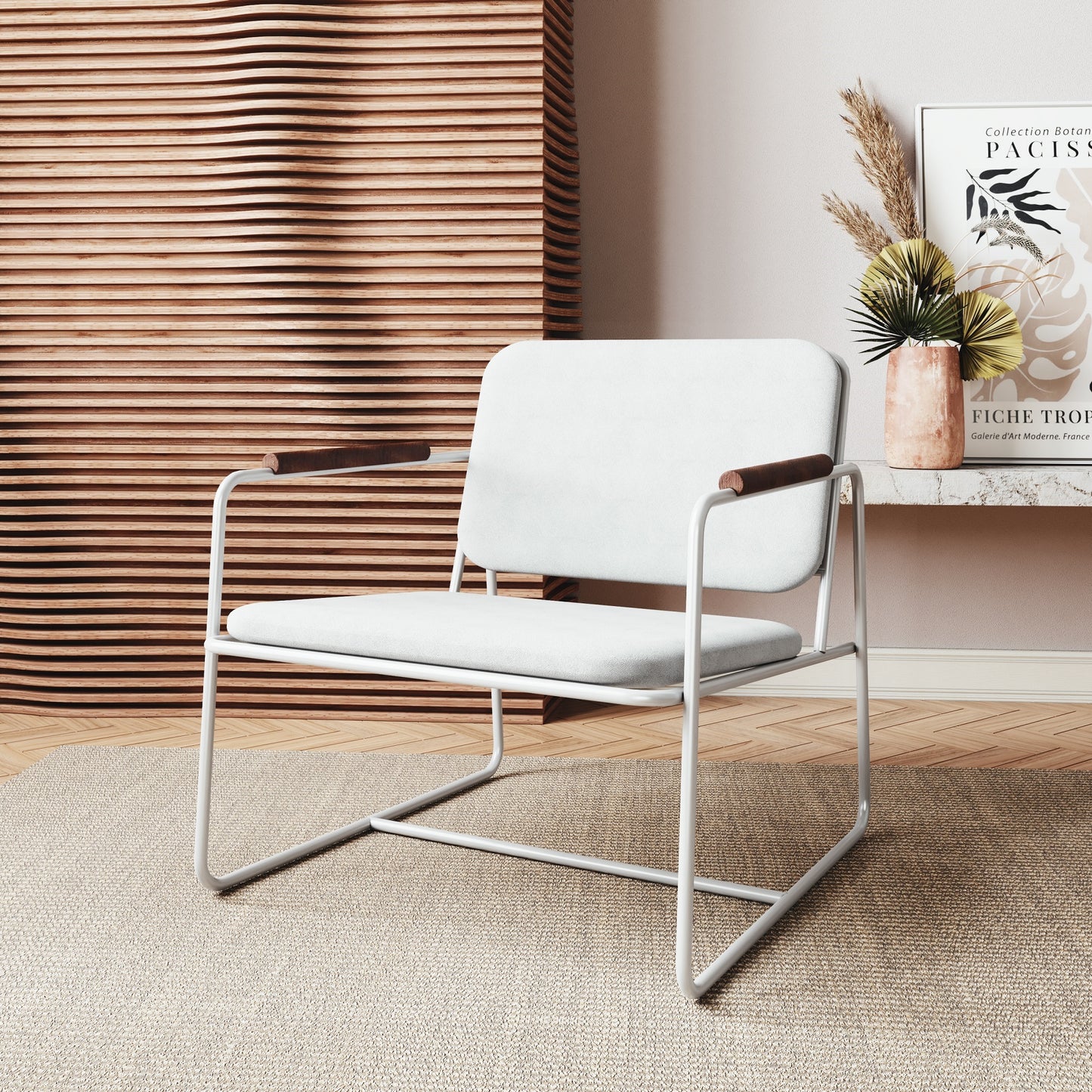 Manhattan Comfort Whythe PU Leather Low Accent Chair 2.0 in White AC-5PZ-208
