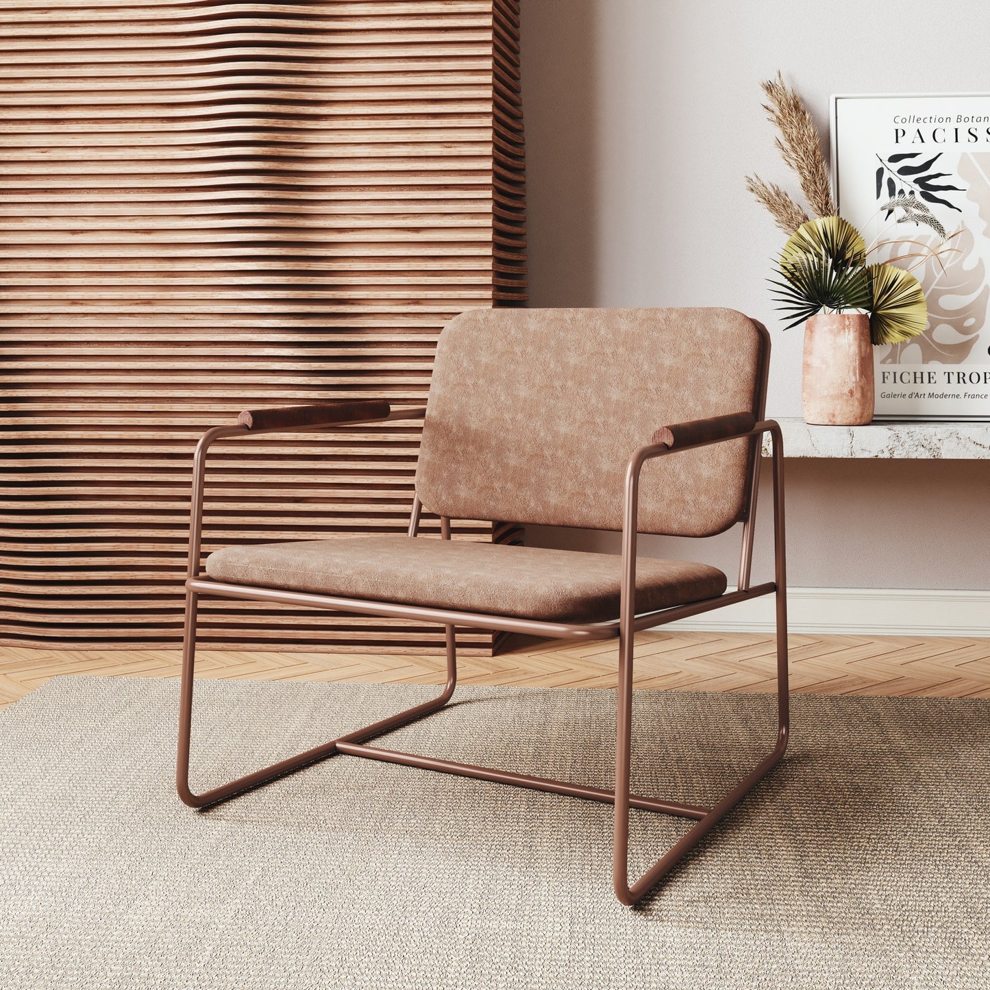 Manhattan Comfort Whythe PU Leather Low Accent Chair 2.0 in Corten AC-5PZ-217