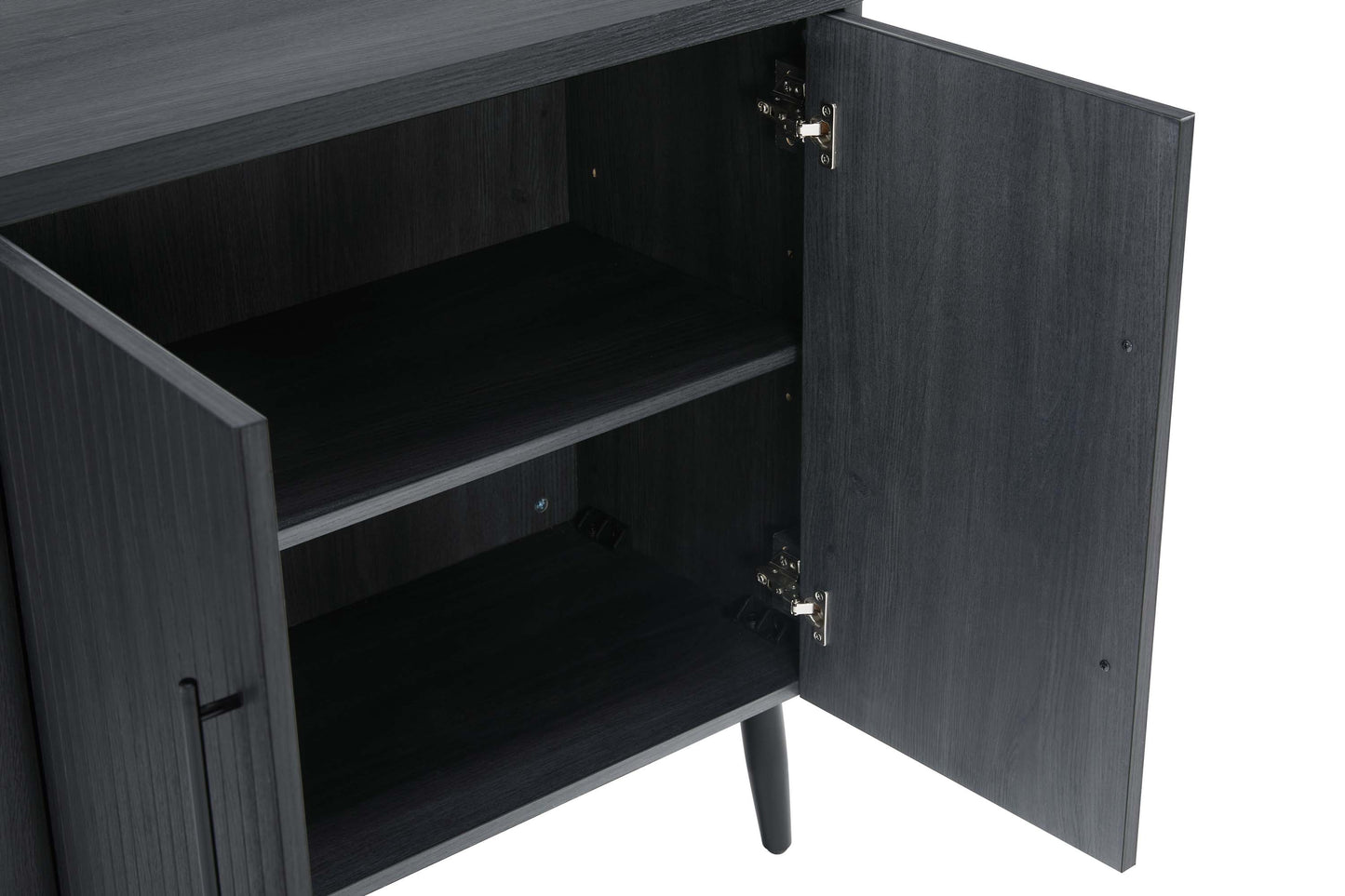 Jodie Mid-Century Modern 31" Fluted Accent Cabinet in Charcoal Gray AC001-GY
