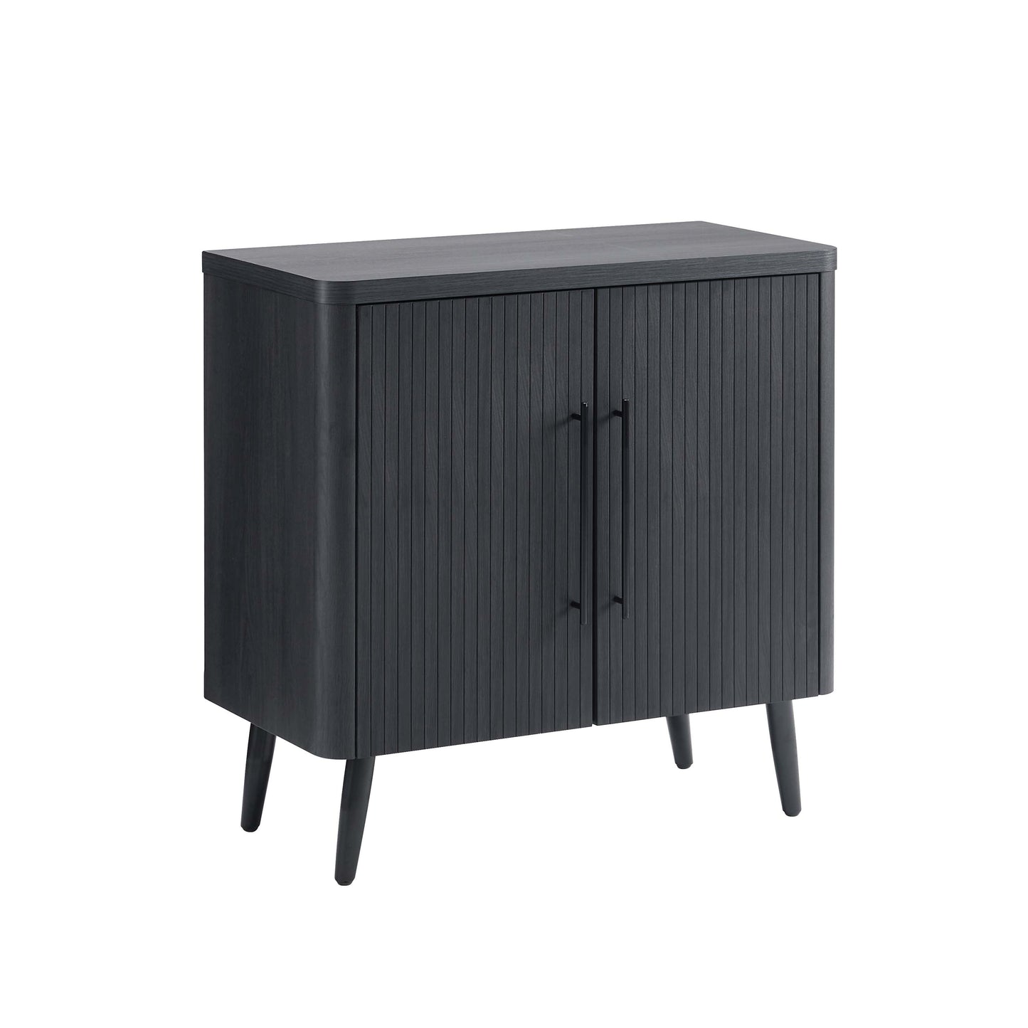 Jodie Mid-Century Modern 31" Fluted Accent Cabinet in Charcoal Gray AC001-GY