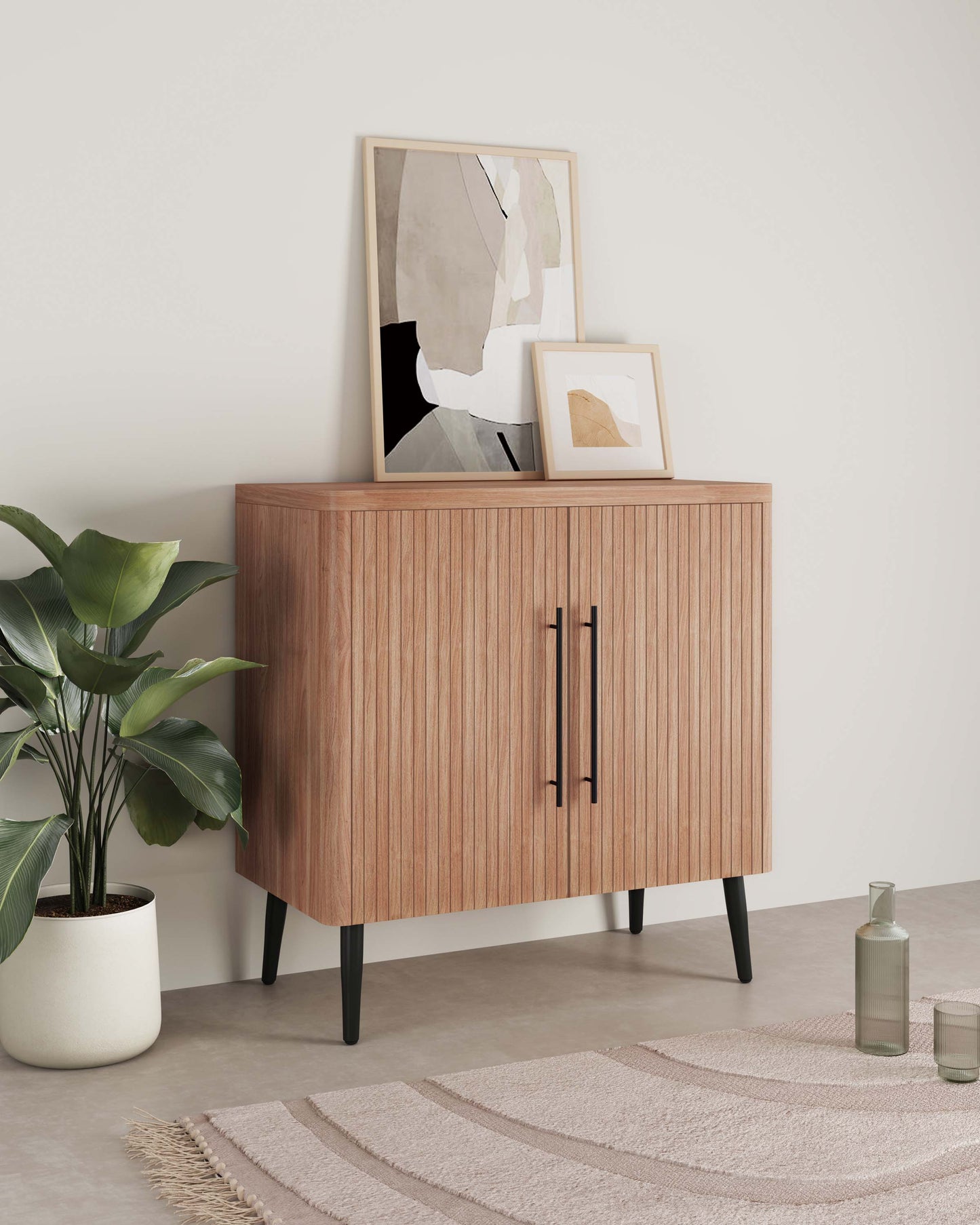 Jodie Mid-Century Modern 31" Fluted Accent Cabinet in Maple AC001-MP