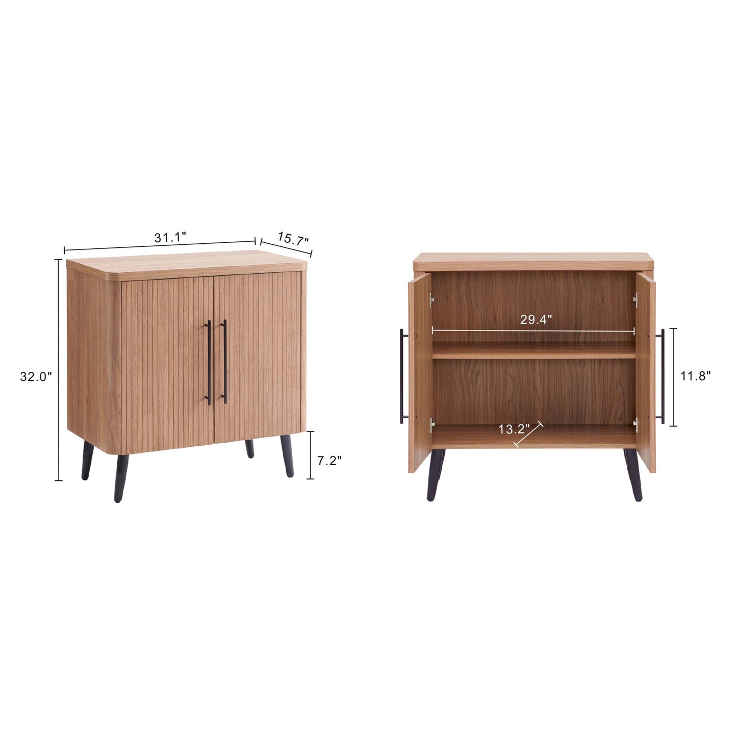 Jodie Mid-Century Modern 31" Fluted Accent Cabinet in Maple AC001-MP