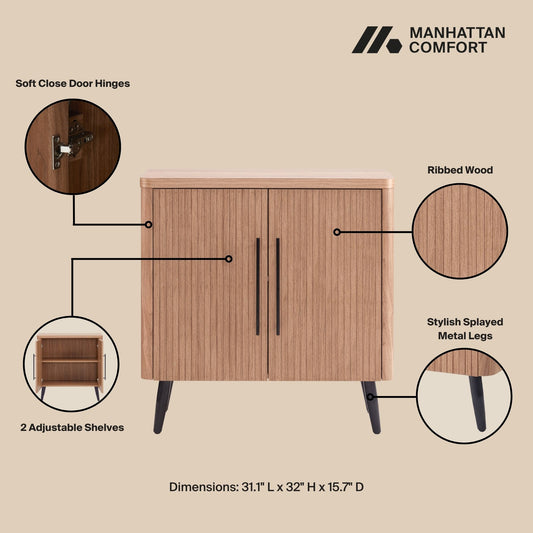 Manhattan Comfort Mid Century- Modern Jodie Accent Cabinet in Maple AC001-MP
