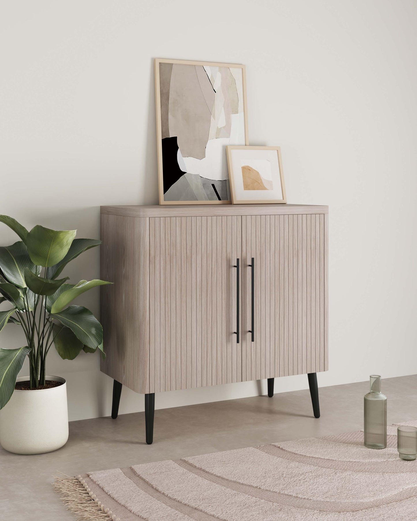 Manhattan Comfort Mid Century- Modern Jodie Accent Cabinet in Whitewashed Oak AC001-OK