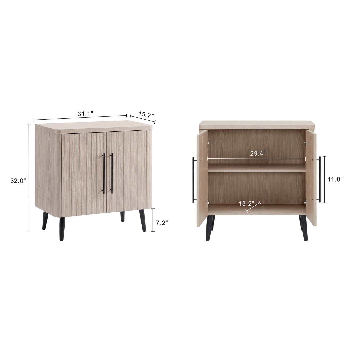 Manhattan Comfort Mid Century- Modern Jodie Accent Cabinet in Whitewashed Oak AC001-OK