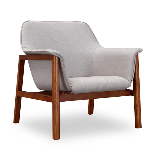 Manhattan Comfort Miller Grey and Walnut Linen Weave Accent Chair AC007-GY
