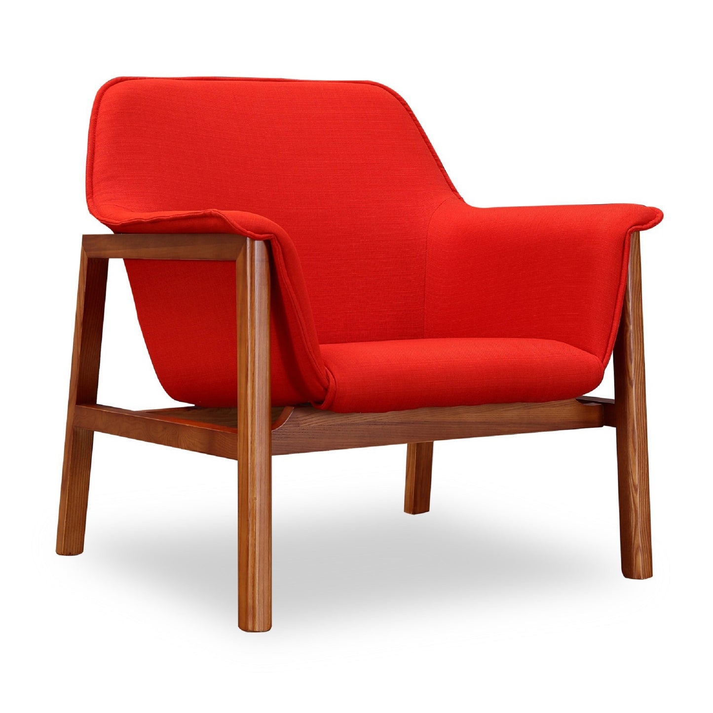 Manhattan Comfort Miller Burnt Orange and Walnut Linen Weave Accent Chair AC007-OR