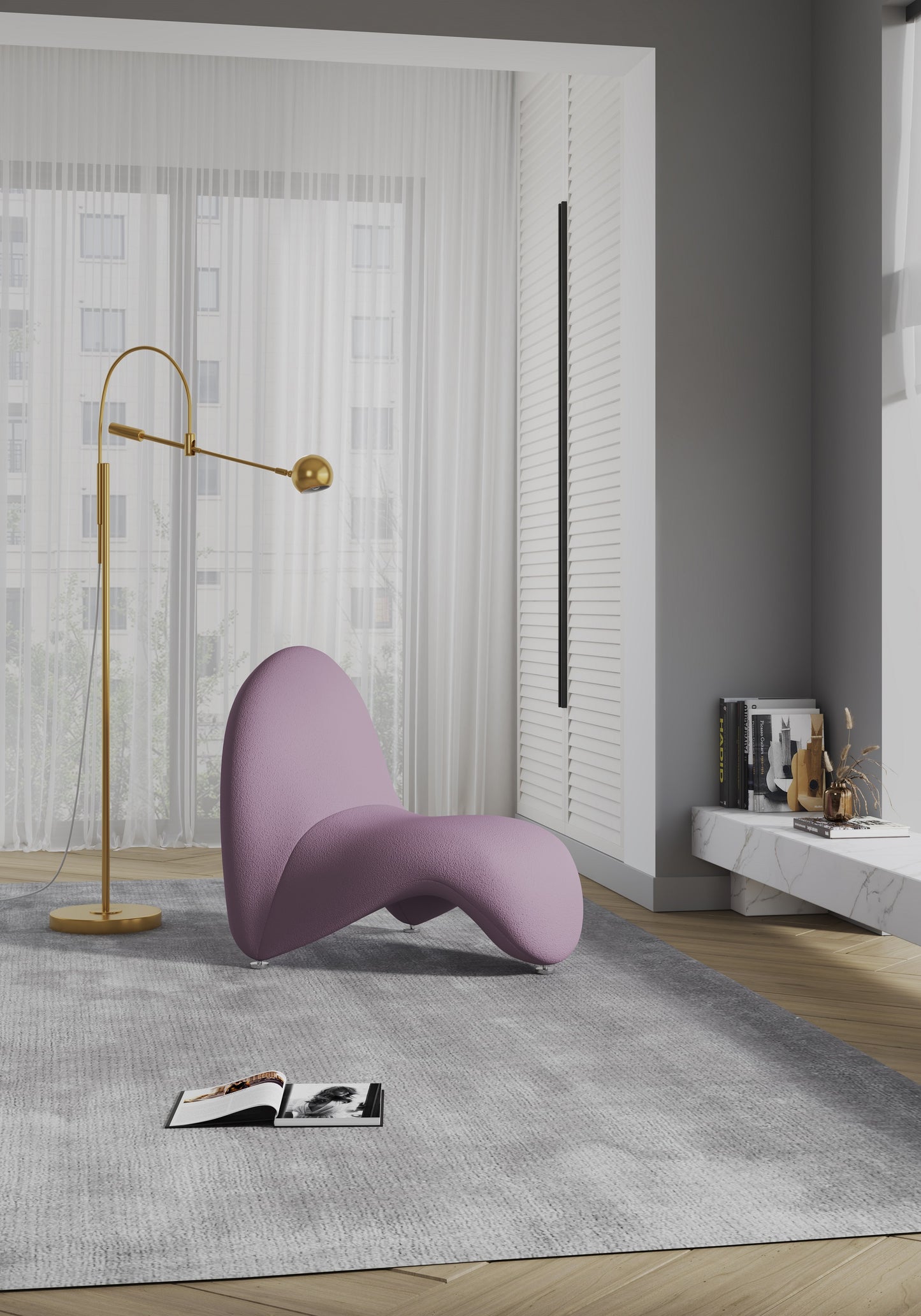 Manhattan Comfort MoMa Purple Wool Blend Accent Chair AC009-PL