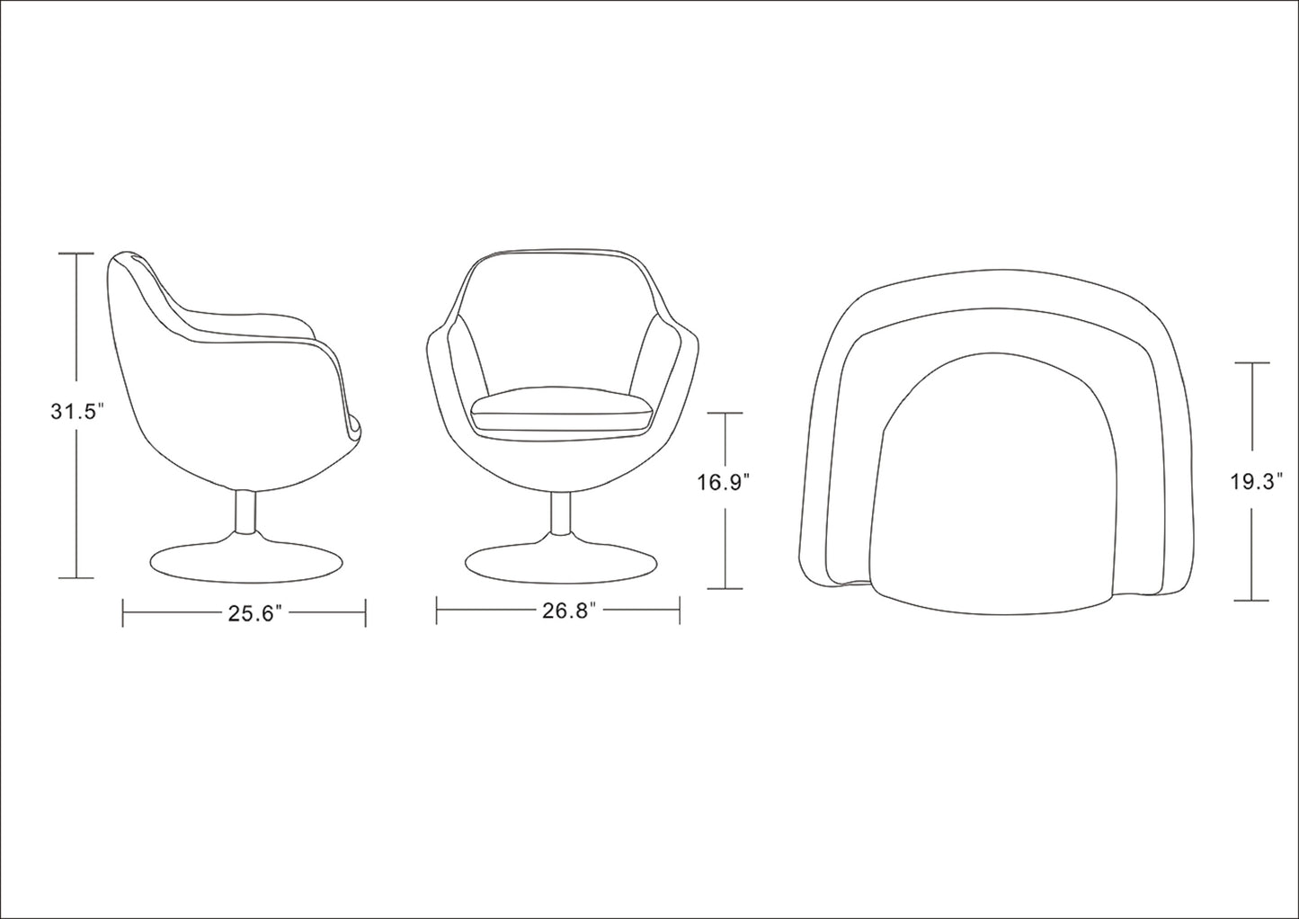 Caisson Modern Upholstered Swivel Lounge Chair in Red AC028-RD